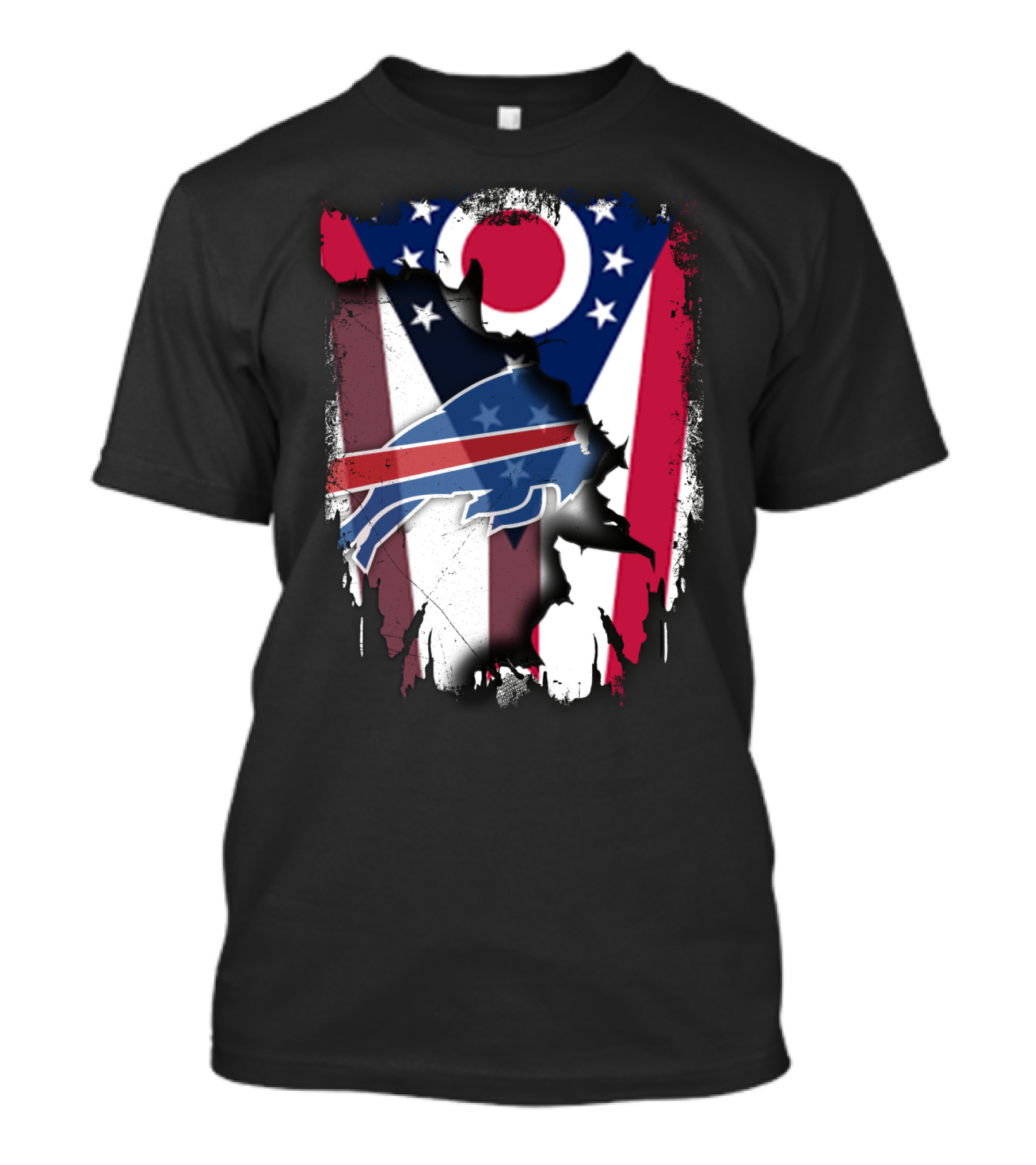 Ohio Flag And Buffalo Bills Logo Fusion T-Shirt
