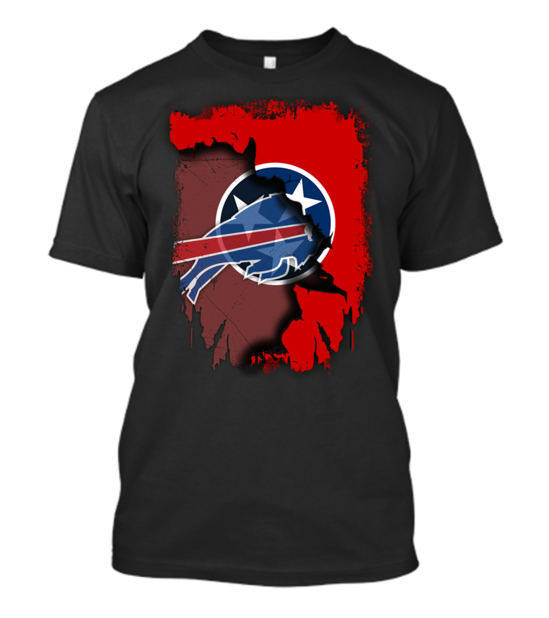 Together Tennessee Buffalo Bills Logo Tennessee Flag Fusion T-Shirt