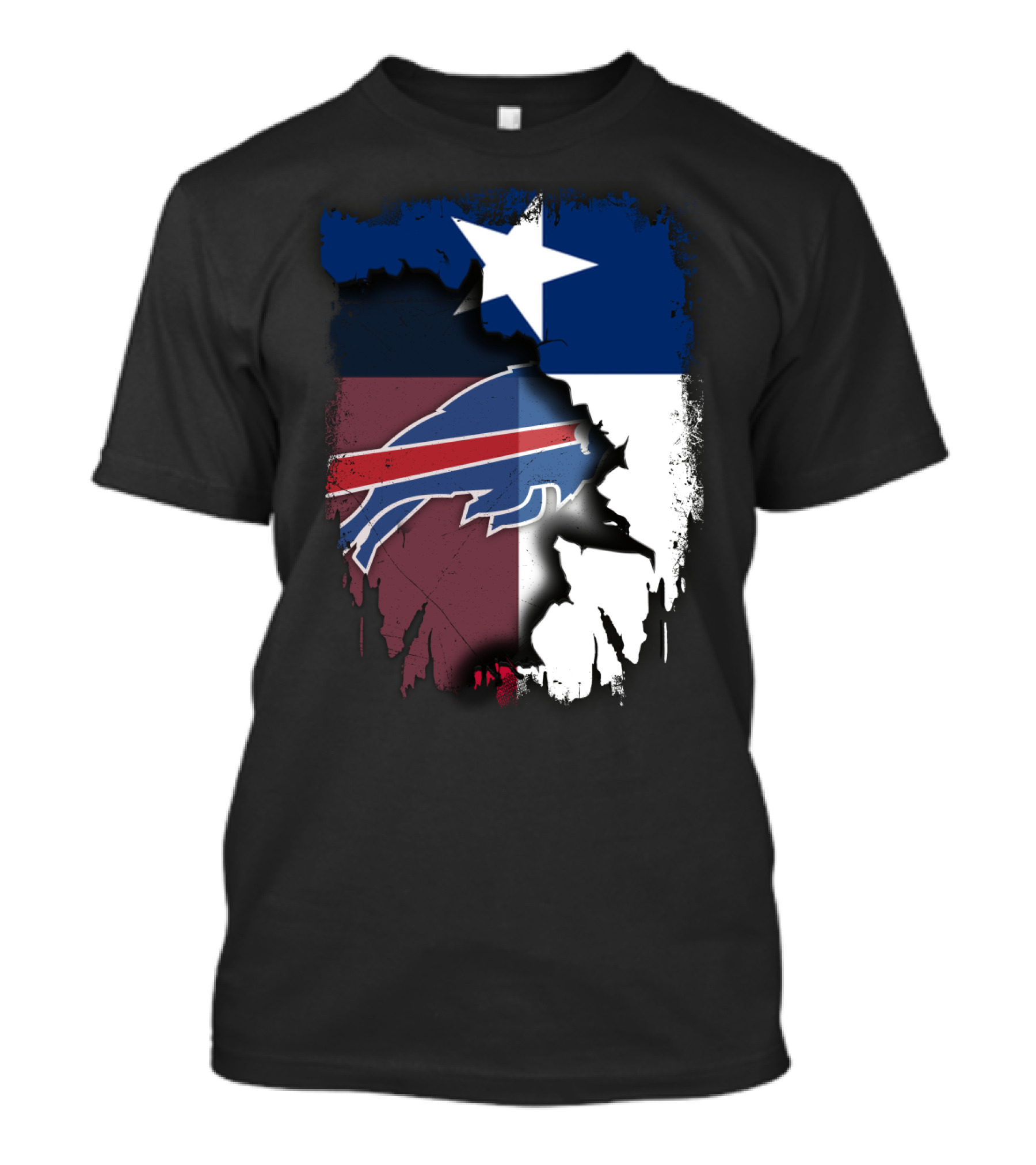 Texas And Buffalo Bills United With Lone Star Flag T-Shirt