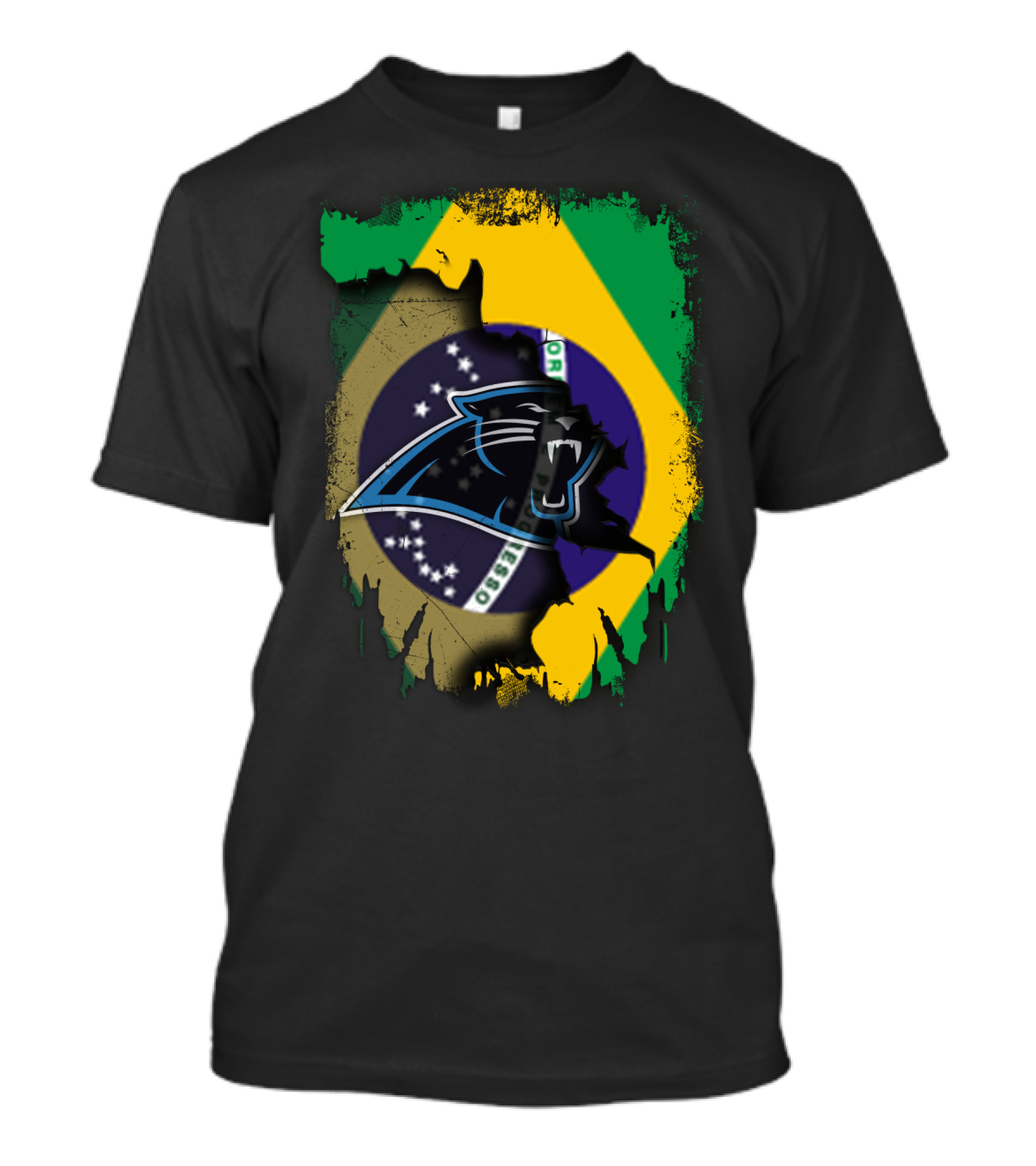 Together Brazil With Carolina Panthers Flag Fusion T-Shirt