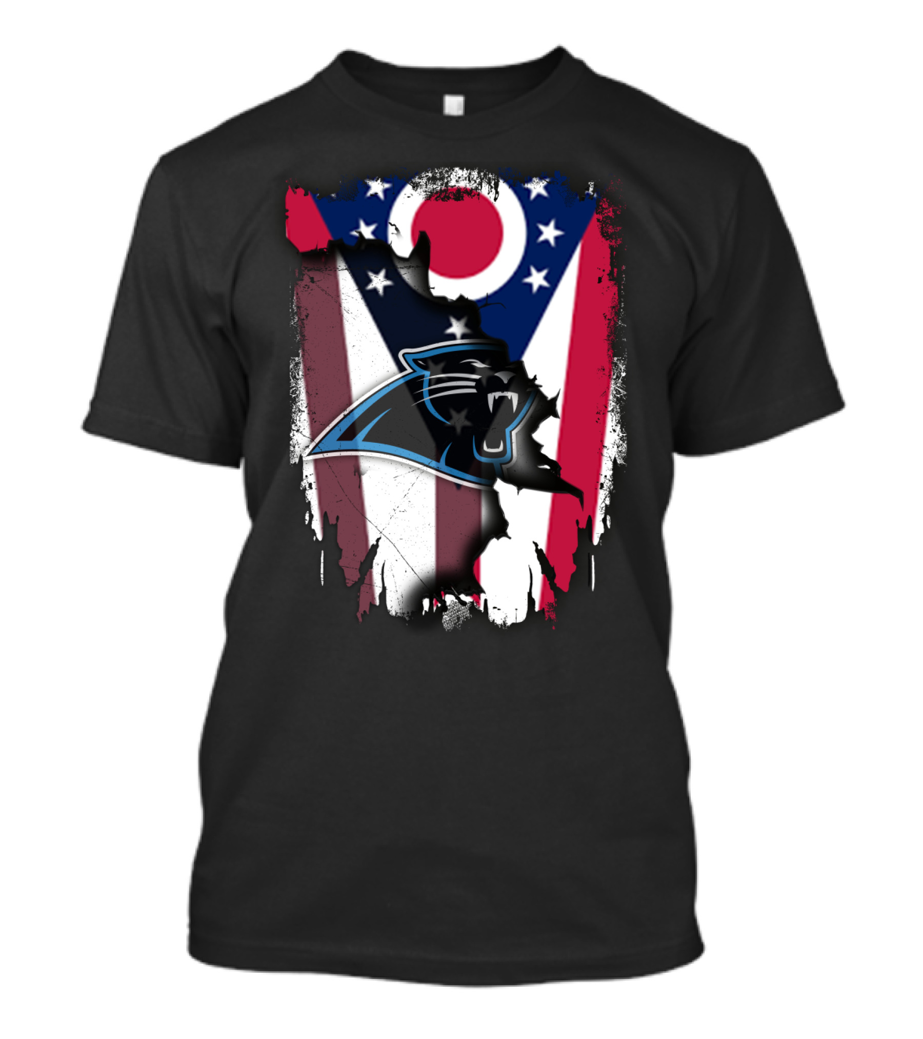Ohio State Flag With Carolina Panthers T-Shirt