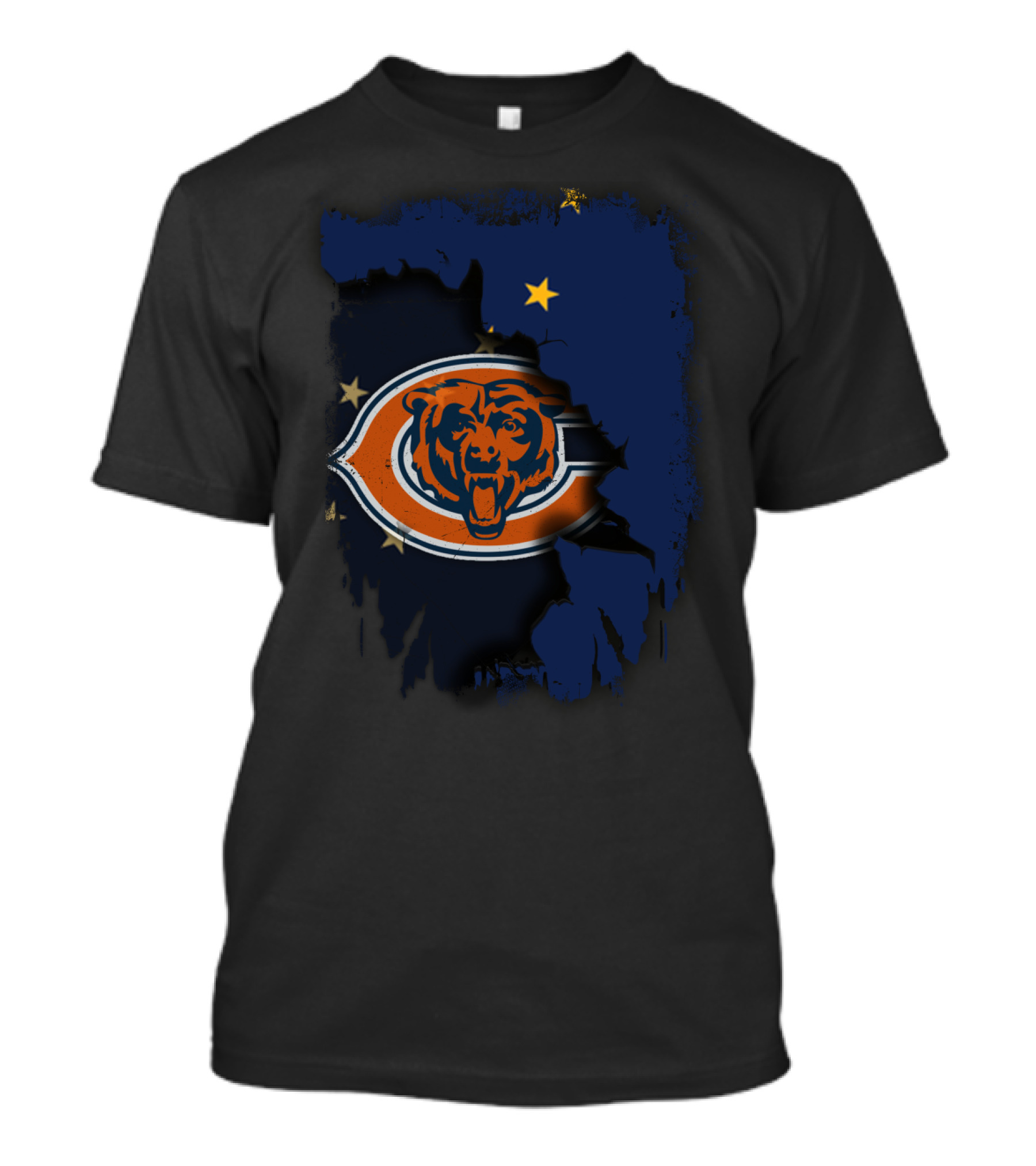 Alaska Map With Chicago Bears Logo And Stars T-Shirt