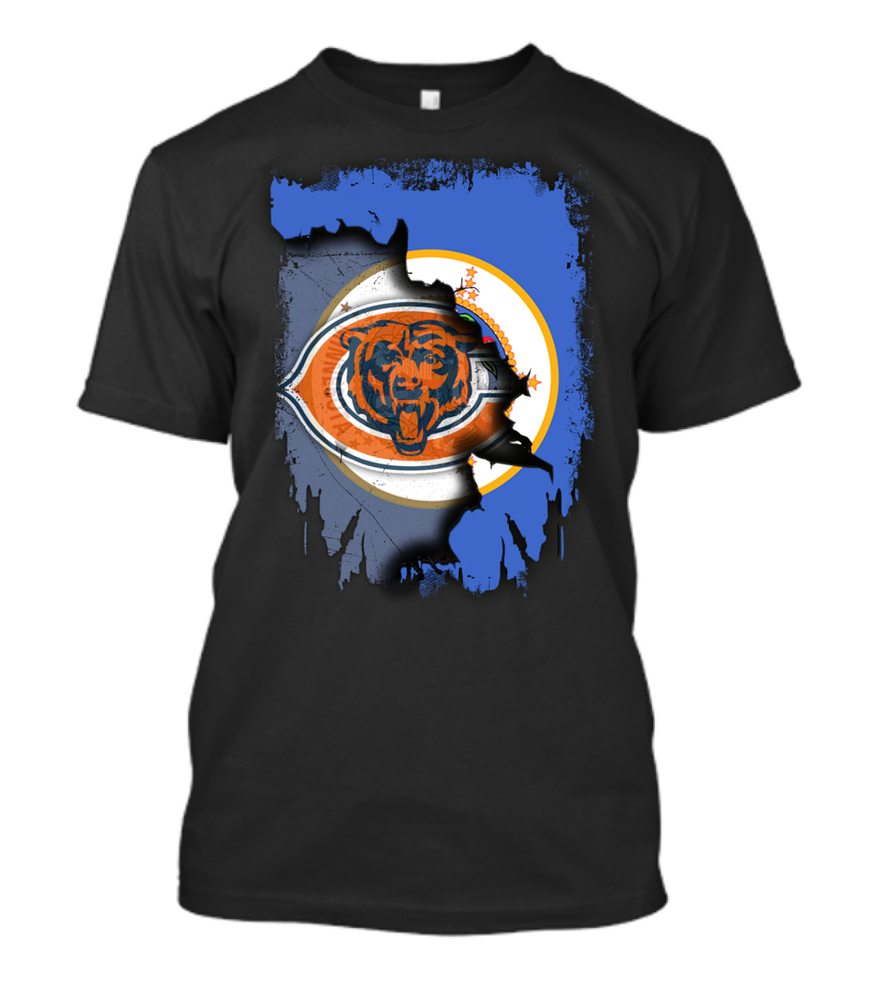 Minnesota Flag Torn To Reveal Chicago Bears T-Shirt
