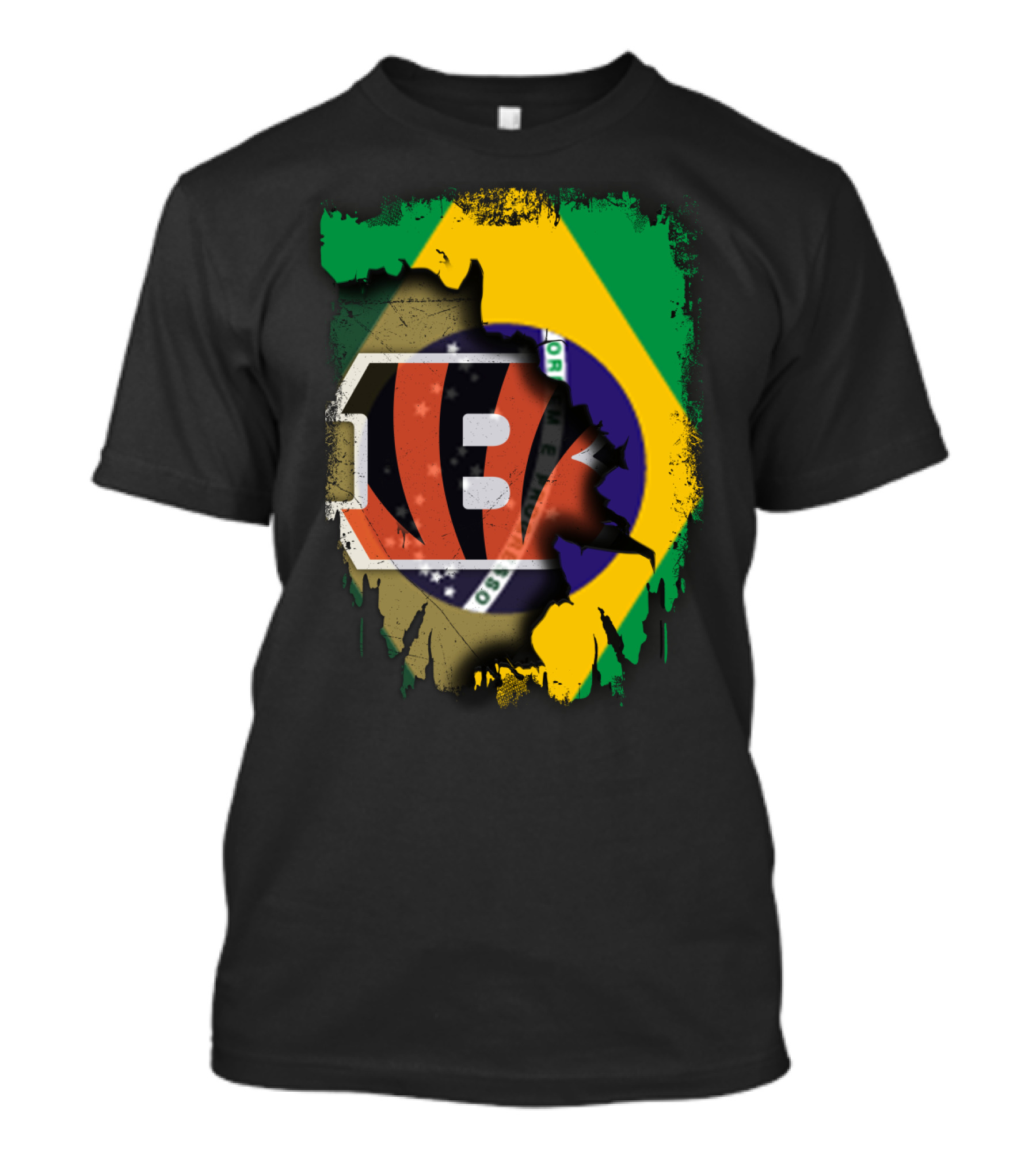 Together Brazil With Cincinnati Bengals Emblem And Flag Fusion T-Shirt