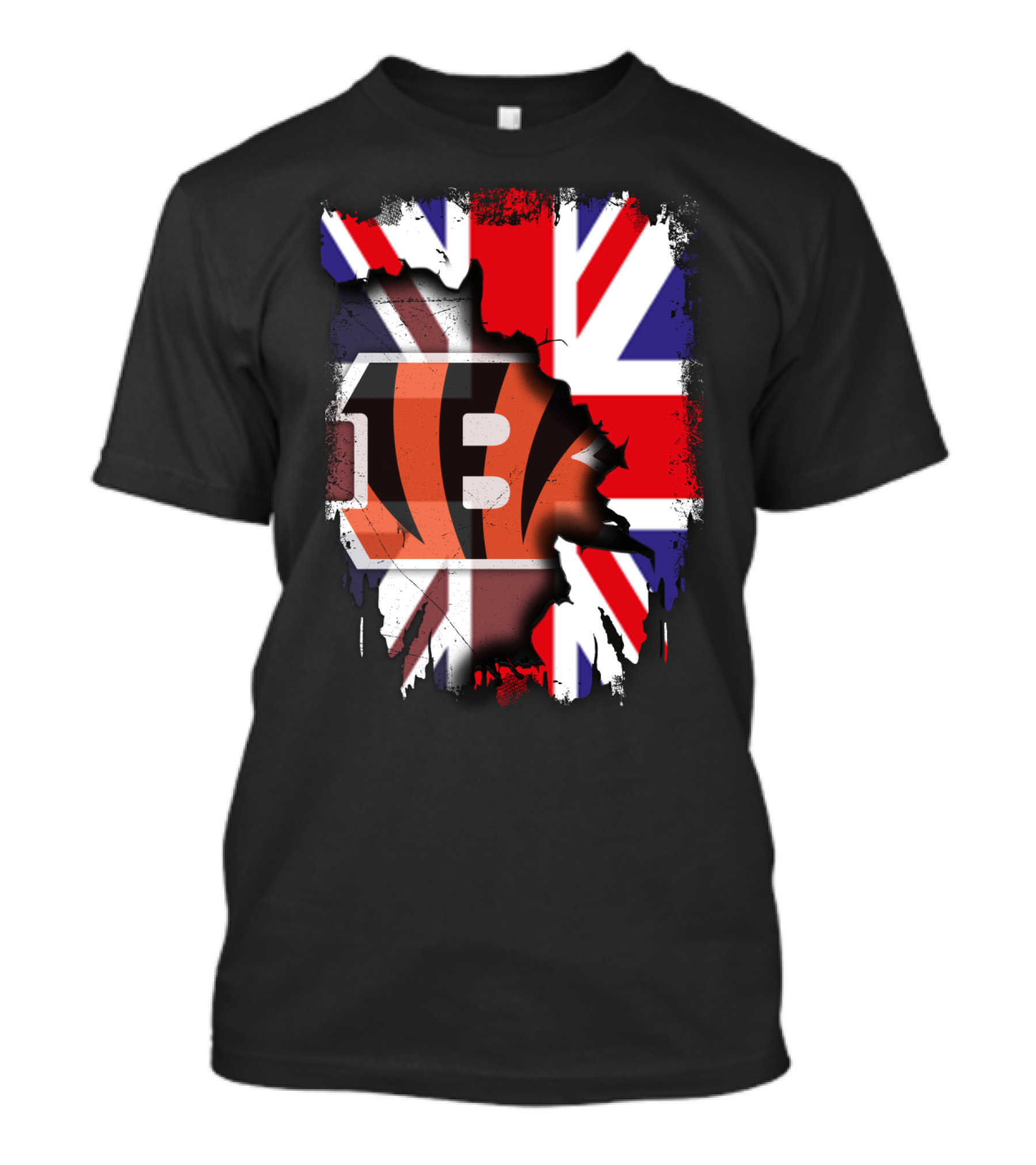 United Kingdom Flag With Cincinnati Bengals T-Shirt