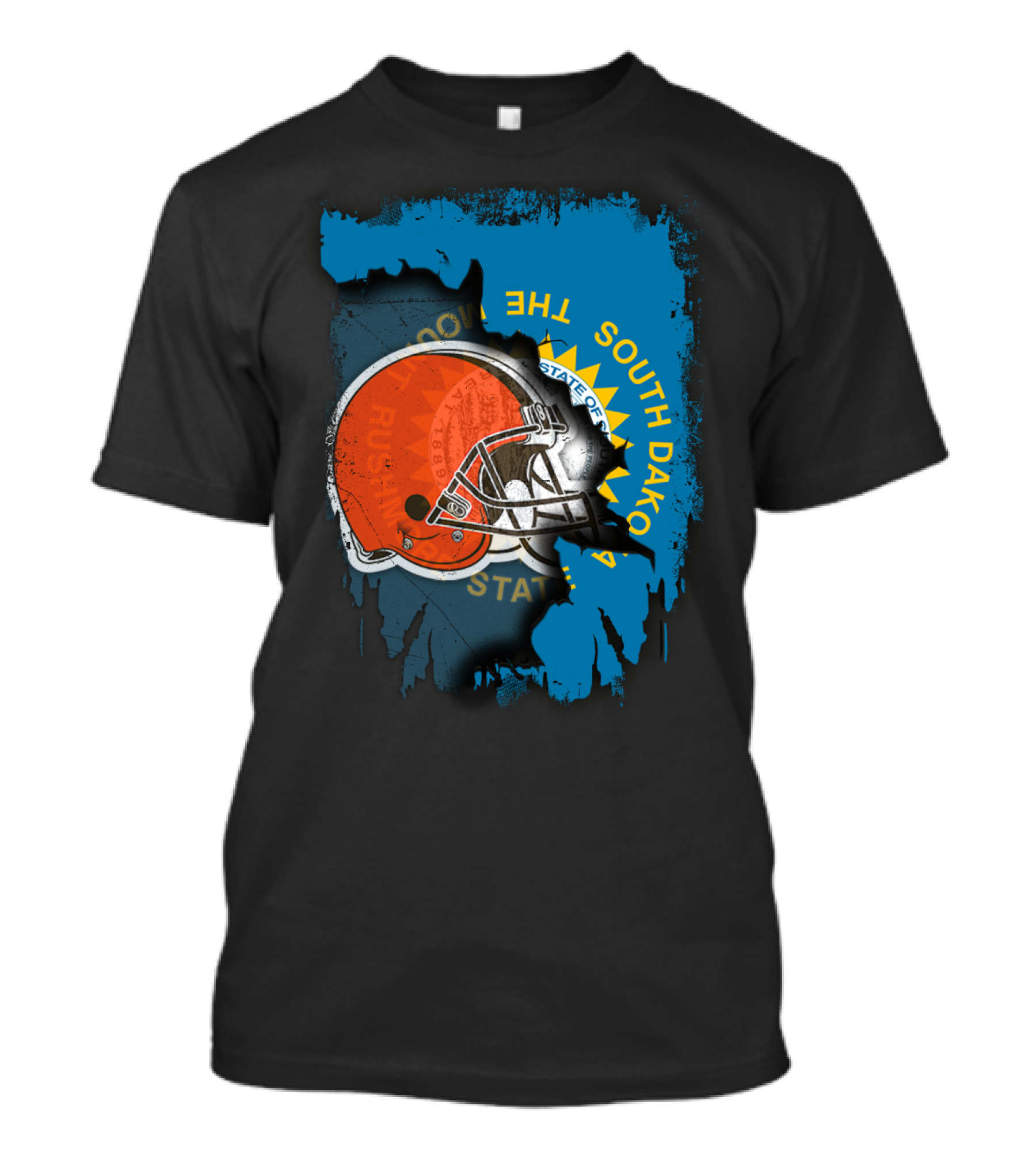 South Dakota State Flag With Cleveland Browns Helmet T-Shirt