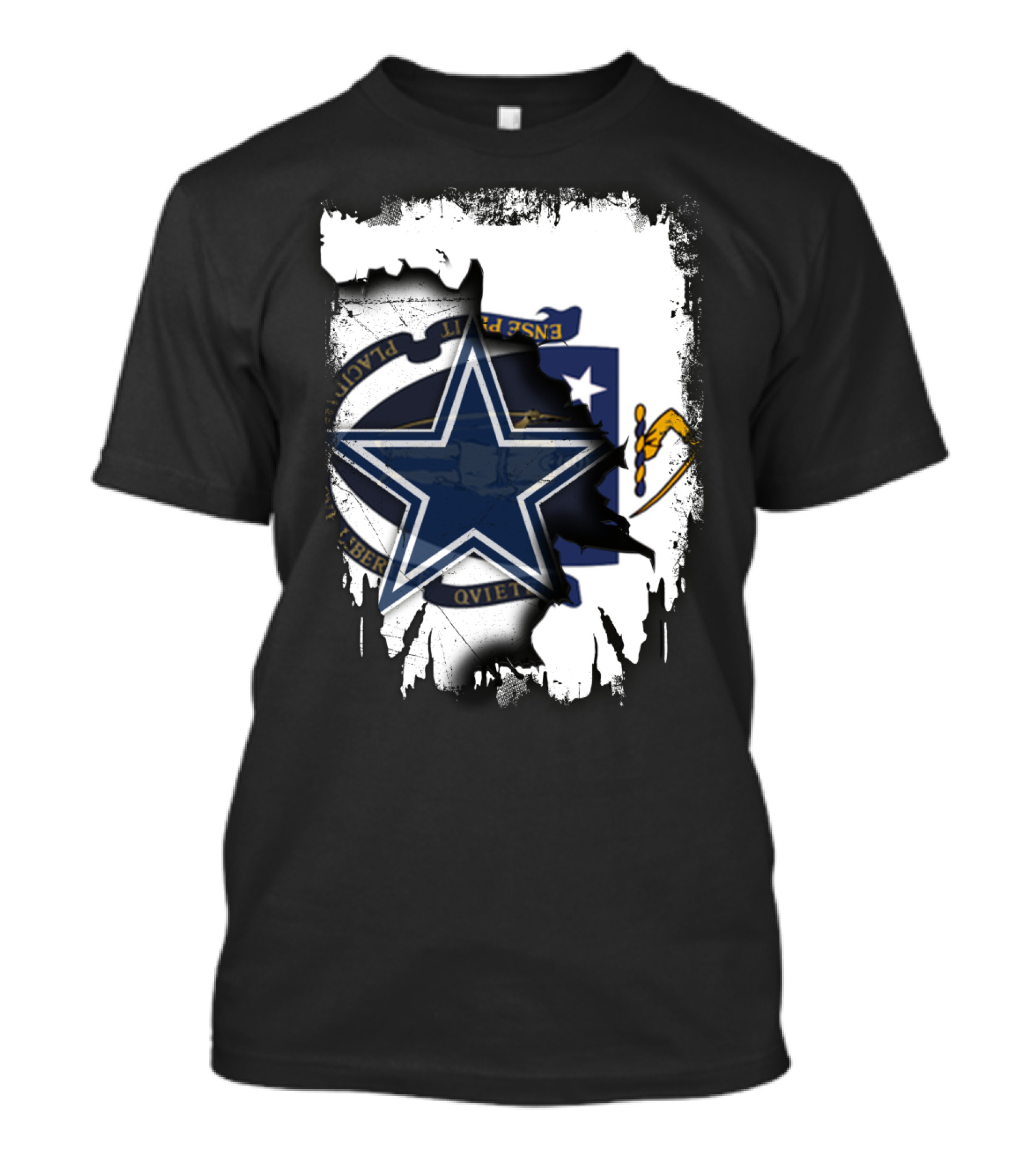 Massachusetts Meets Cowboys Star Symbol Fusion T-Shirt