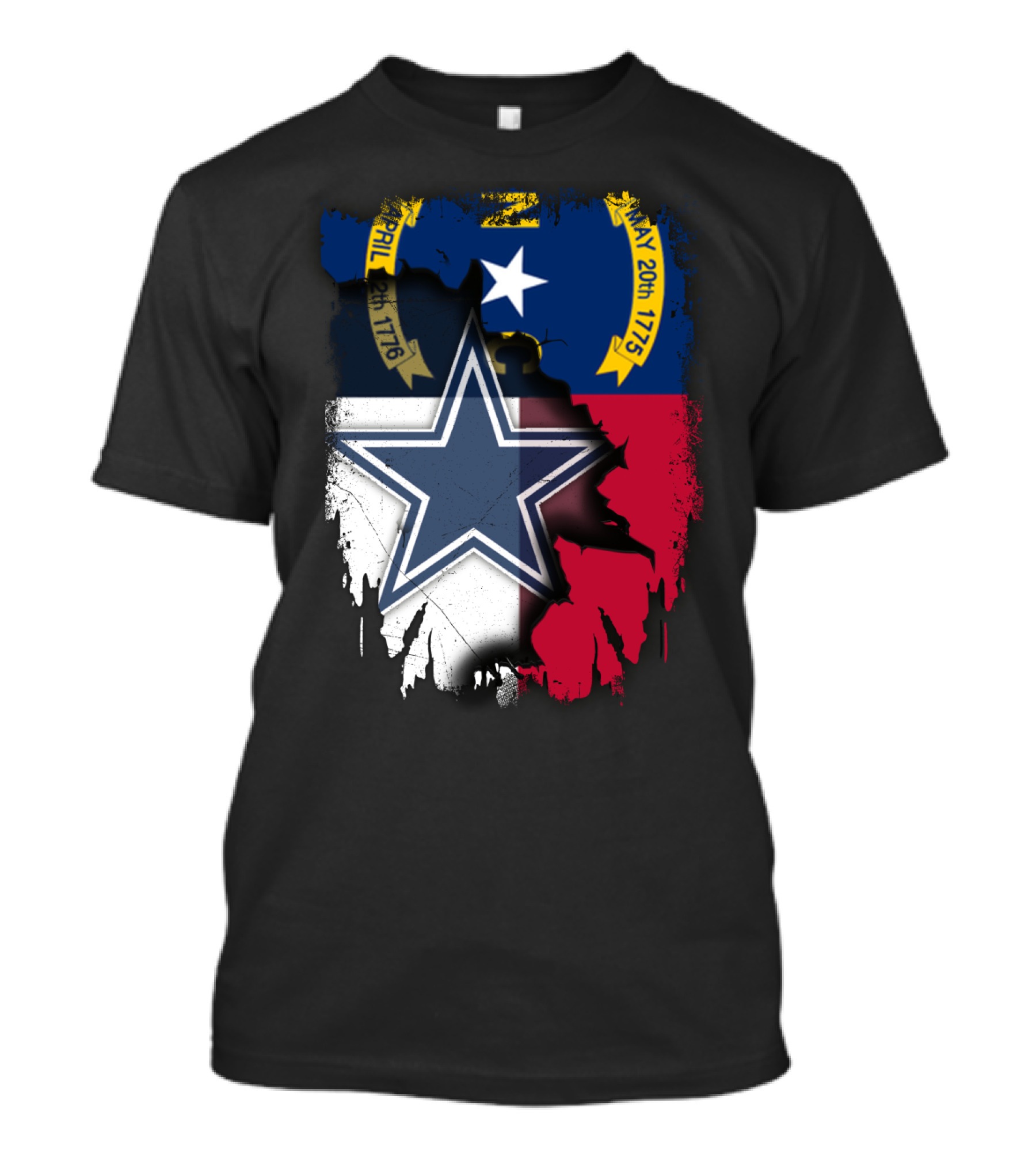 North Carolina Flag Overlay With Dallas Cowboys Star T-Shirt