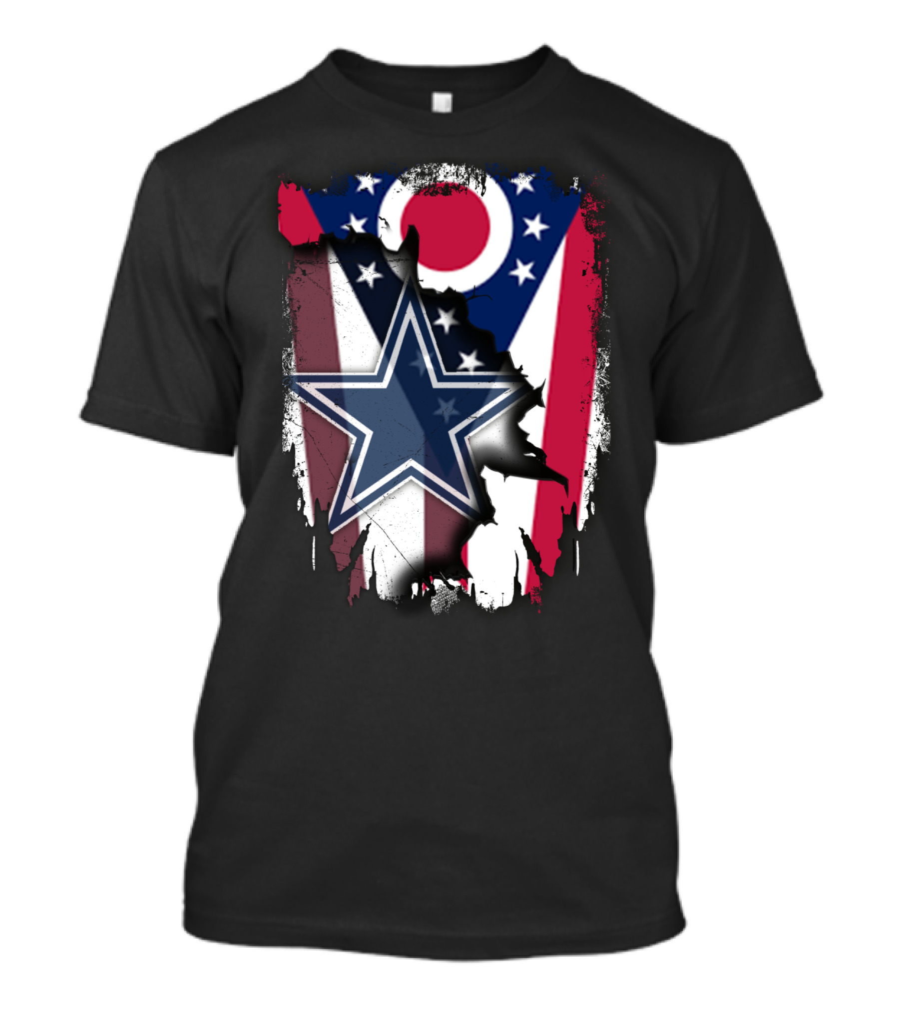 Ohio Pride With Dallas Cowboys Star In American Flag T-Shirt