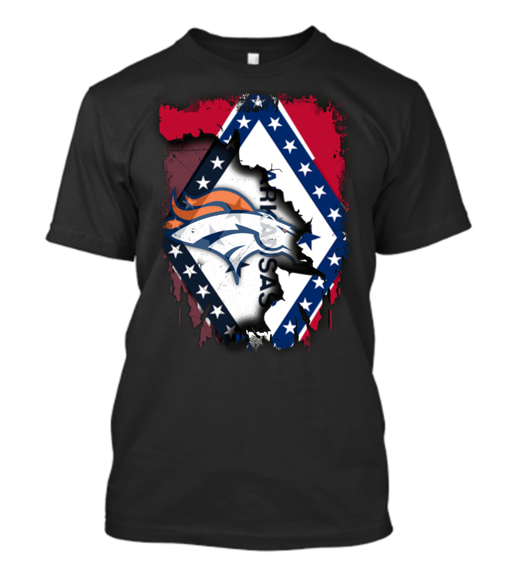 Together Arkansas Broncos Emblem With State Flag Elements T-Shirt