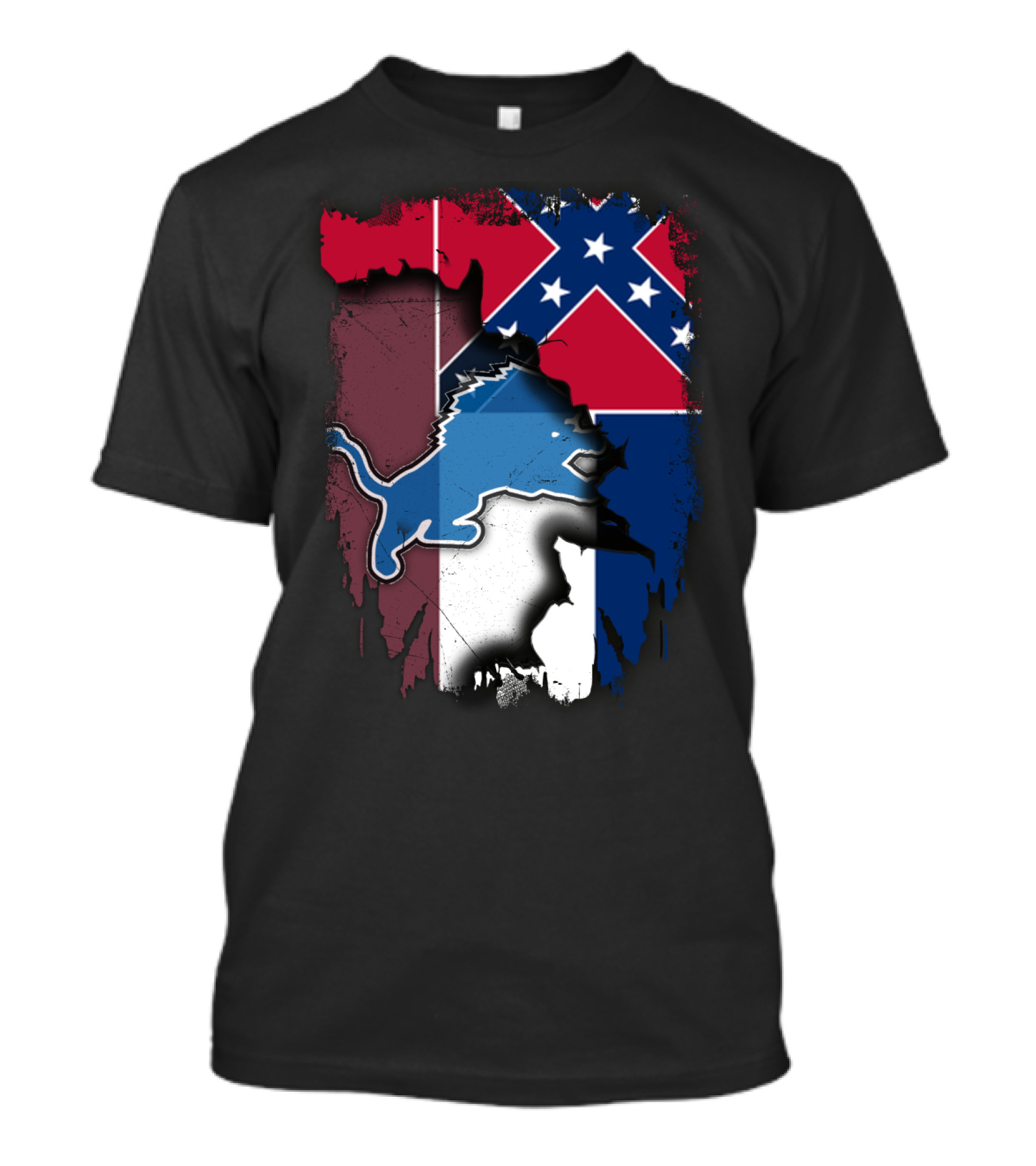 Mississippi Lions With Confederate Flag T-Shirt