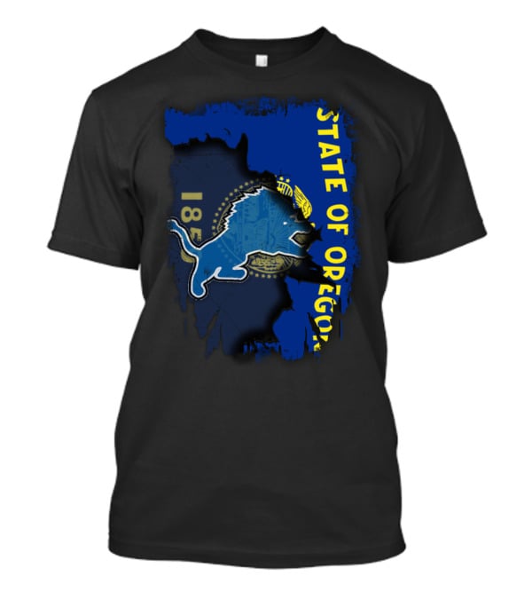 State Of Oregon 1859 With Detroit Lions Mashup T-Shirt