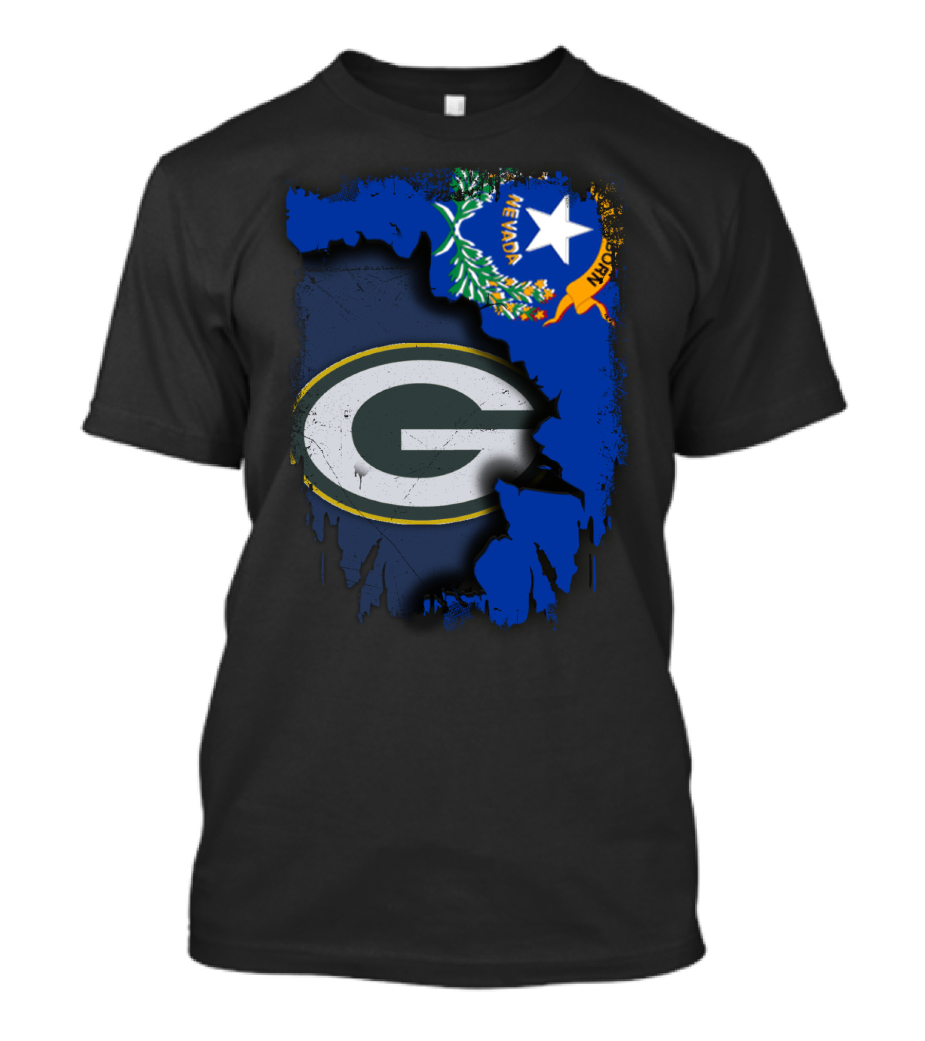 Nevada State Pride With Green Bay Packers Logo Fusion T-Shirt