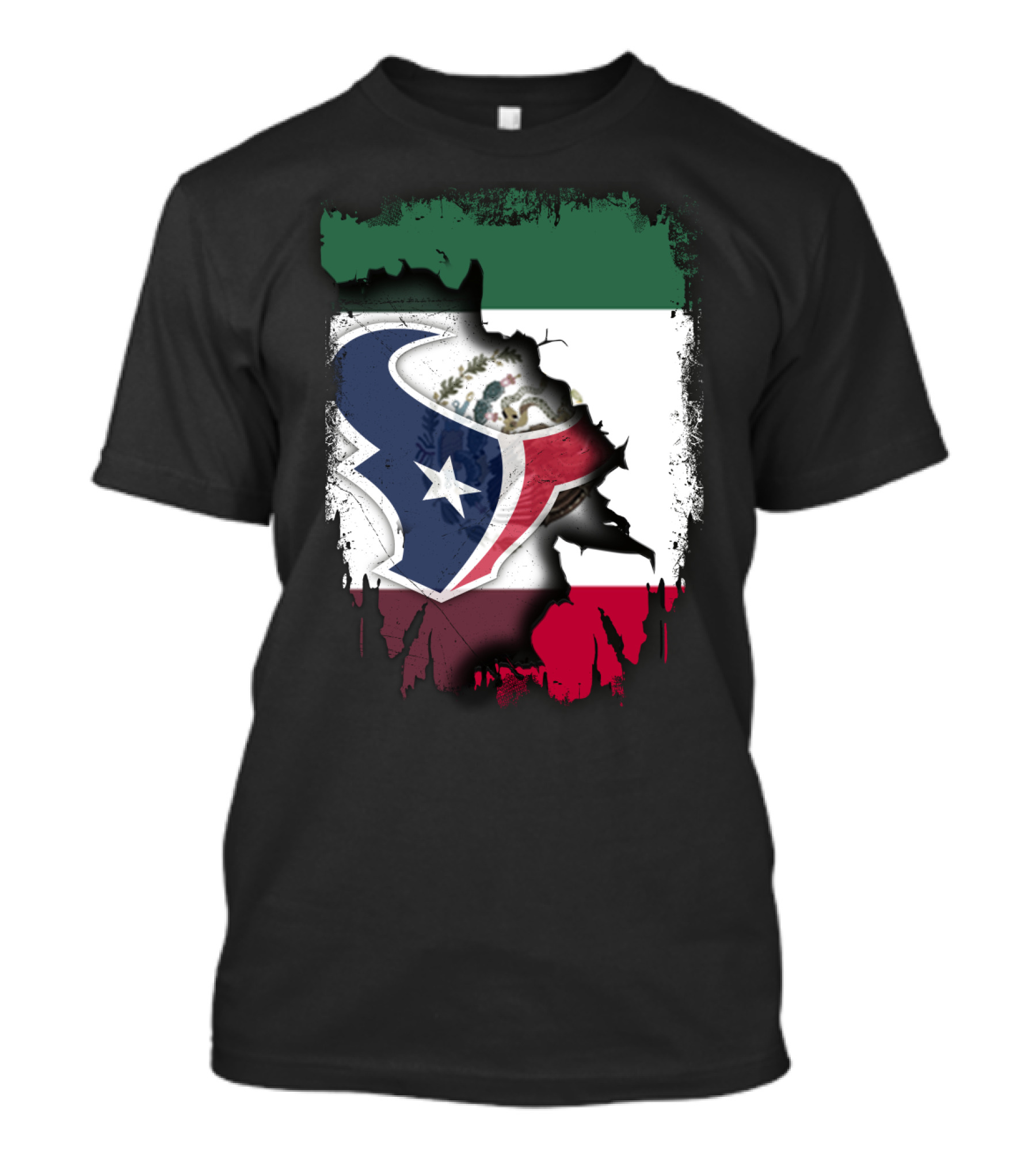 Together Mexico With Texans Flag And Logo Fusion T-Shirt