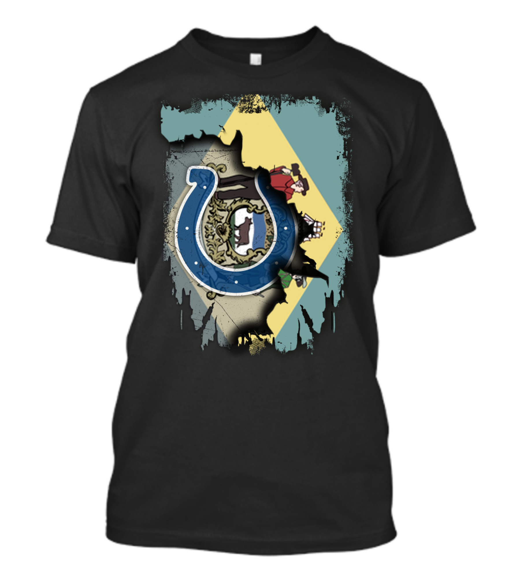 Together Delaware With Colts Horseshoe Flag Emblem T-Shirt