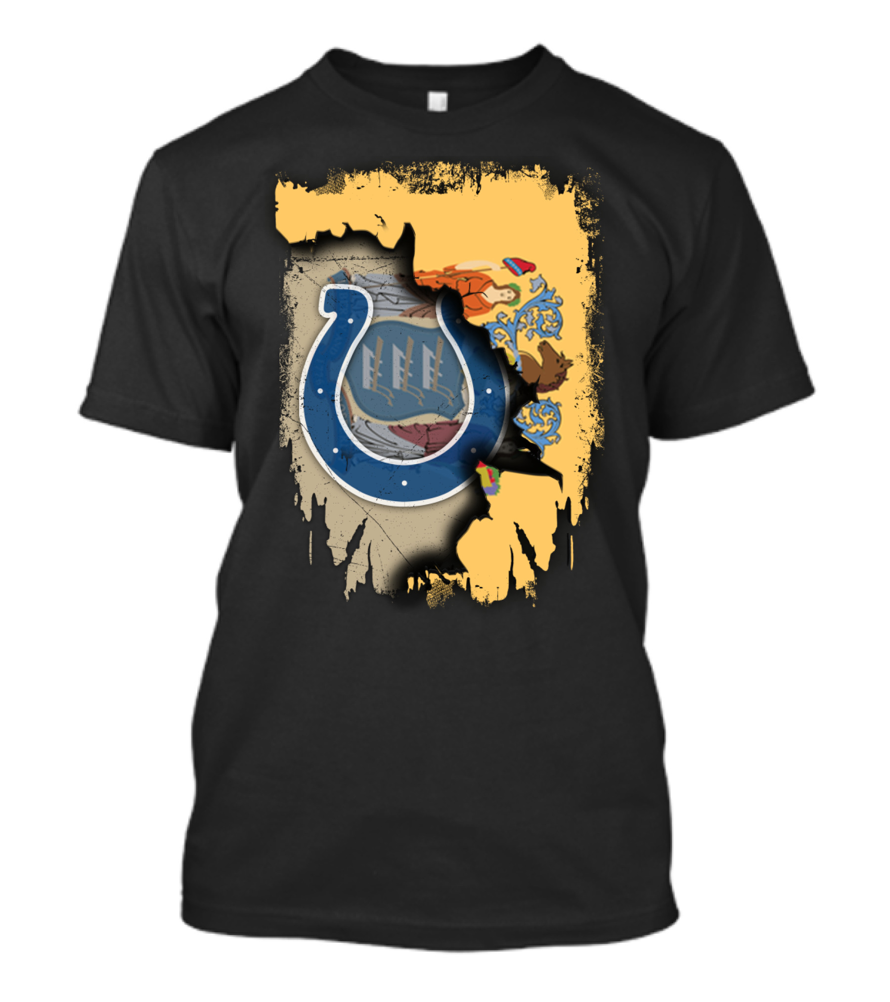 New Jersey Colts Horseshoe With State Flag Elements T-Shirt