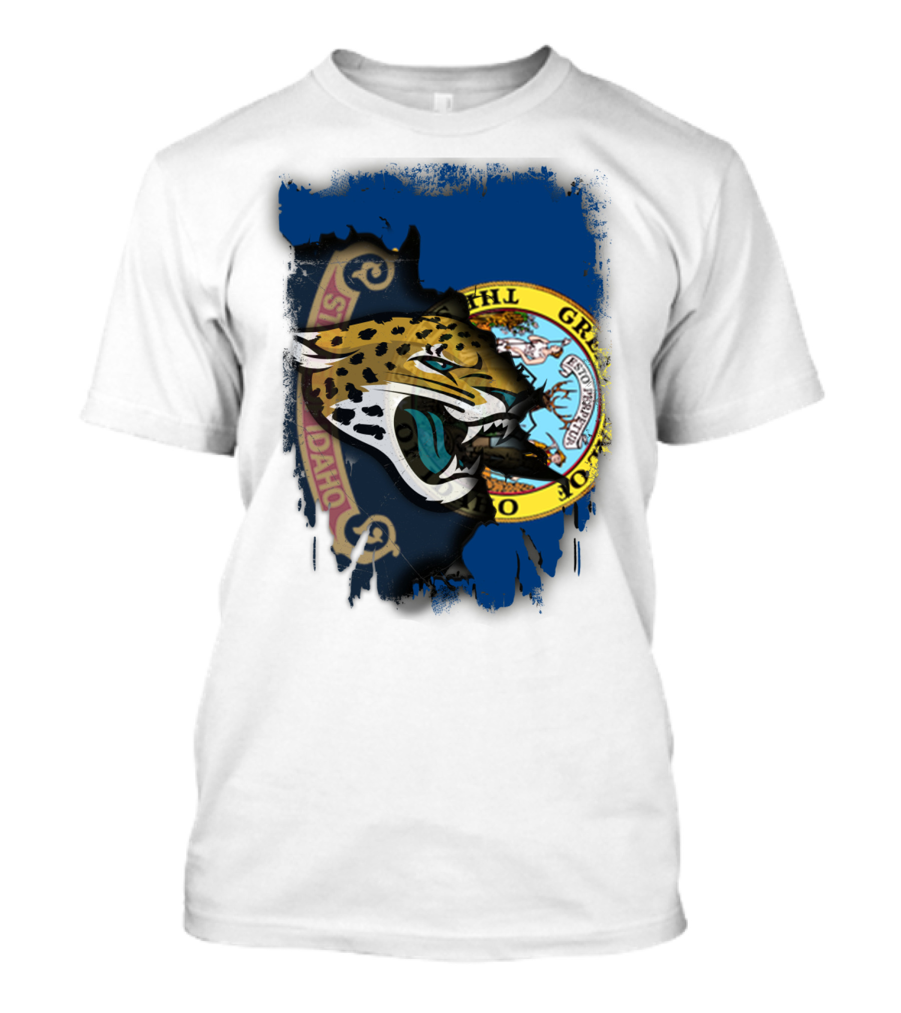 Idaho State Seal And Jaguar Head Combination T-Shirt