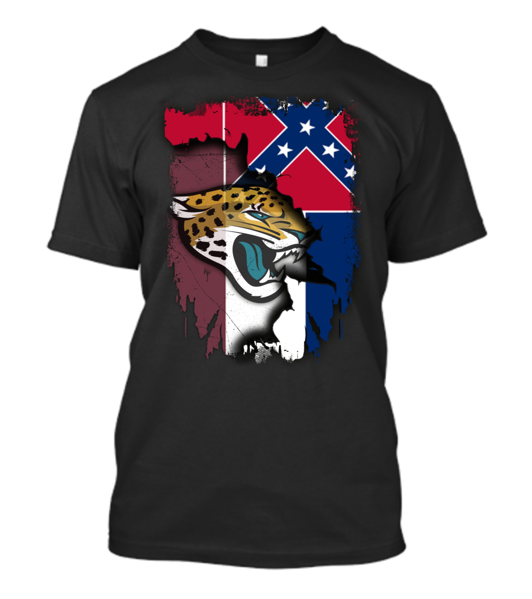 Together Mississippi With Jaguars Confederate Flag And Fierce Jaguar Head T-Shirt