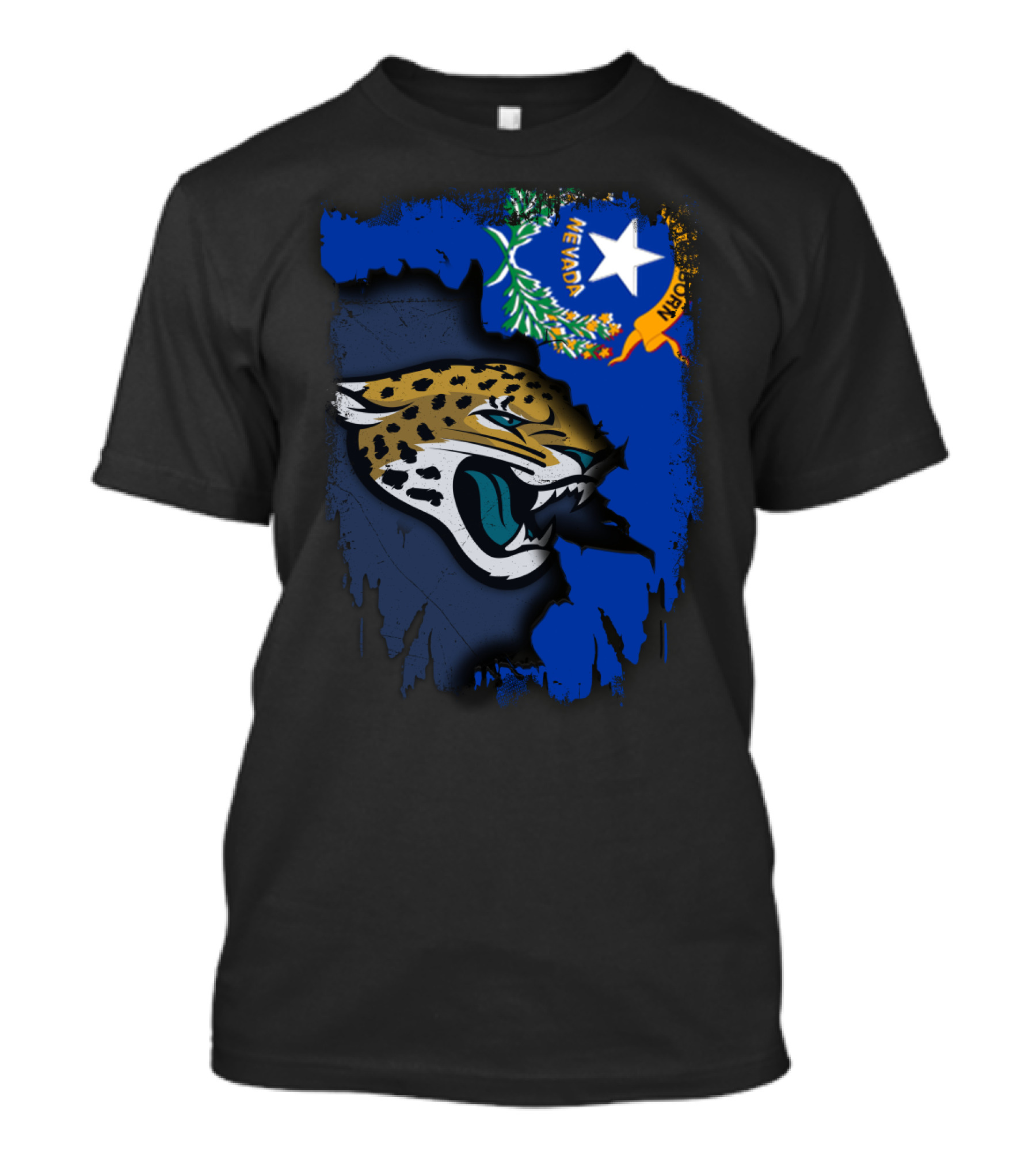 Nevada State Flag With Stylized Jaguars Emblem Together T-Shirt