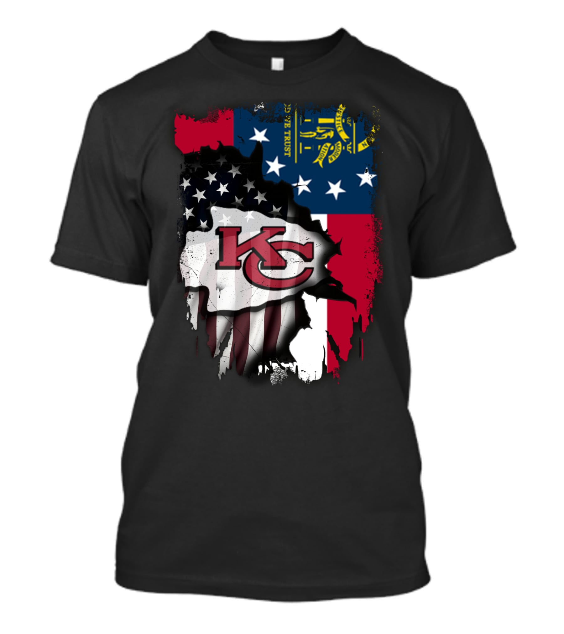 Georgia State Flag With Kansas City Chiefs Logo American Flag Elements T-Shirt
