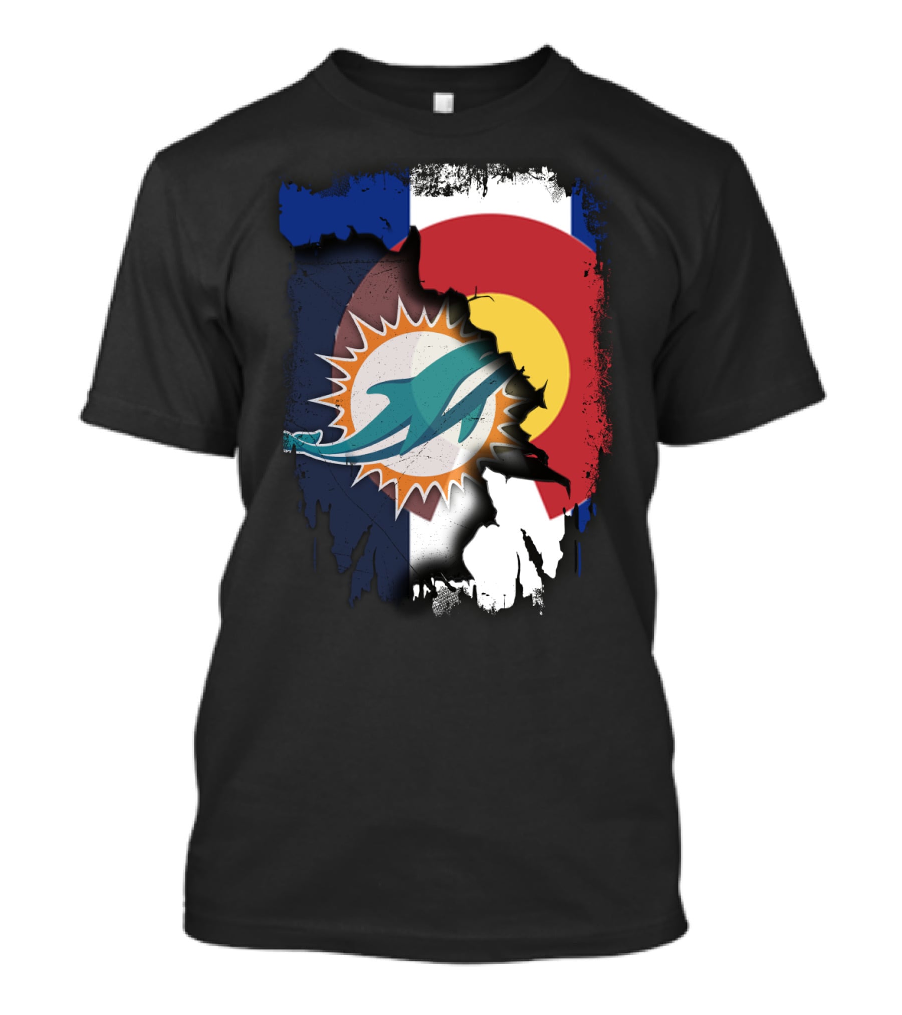 Together Colorado With Miami Dolphins And Colorado Flag Elements T-Shirt