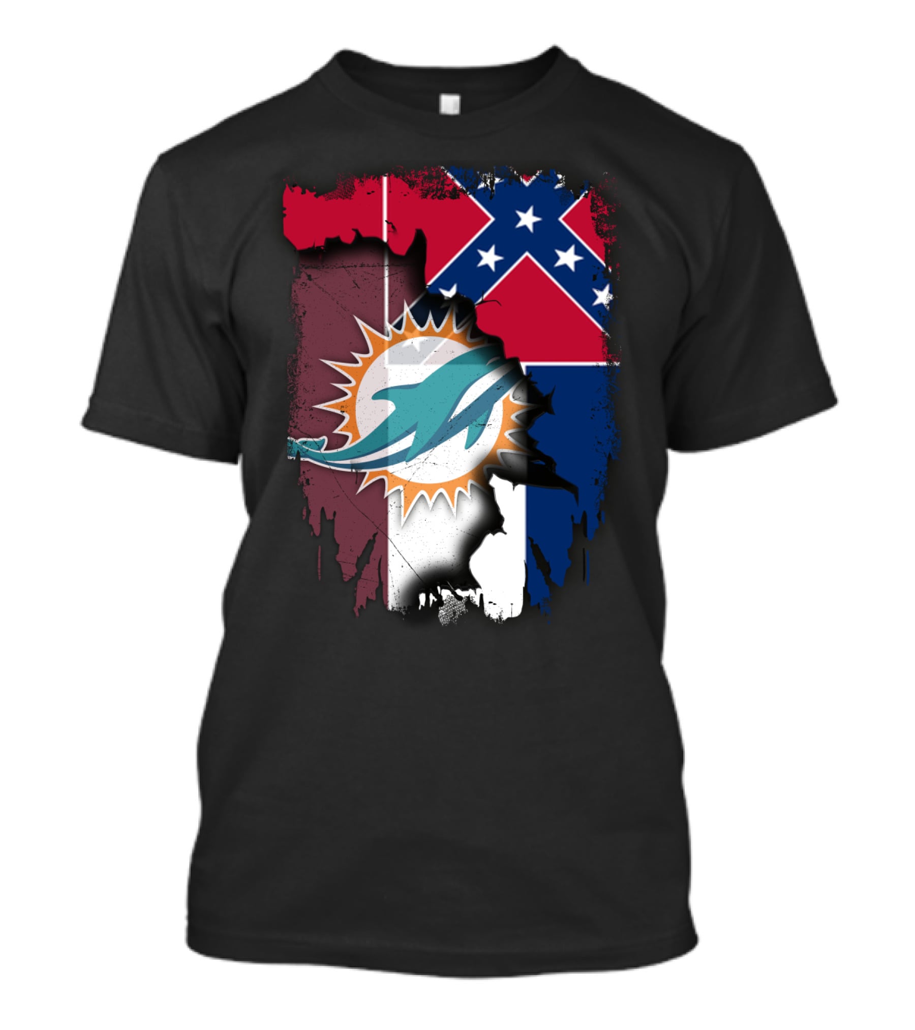 Miami Dolphins Confederate Mississippi Flag Fusion T-Shirt