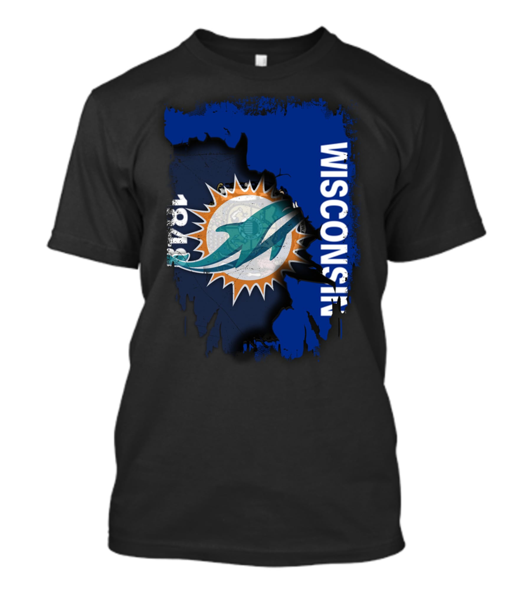 Wisconsin Miami Dolphins 1848 Flag Inspiration T-Shirt