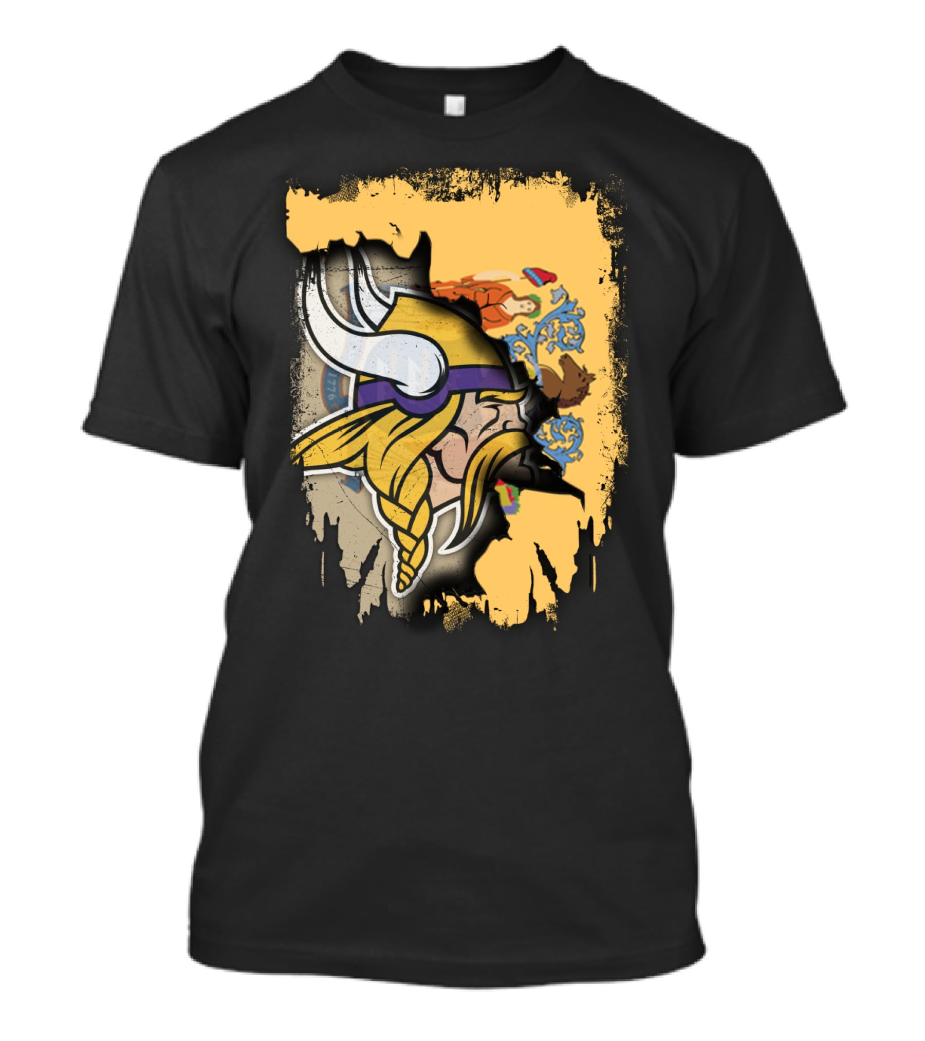 New Jersey State Emblem Merged With Vikings T-Shirt