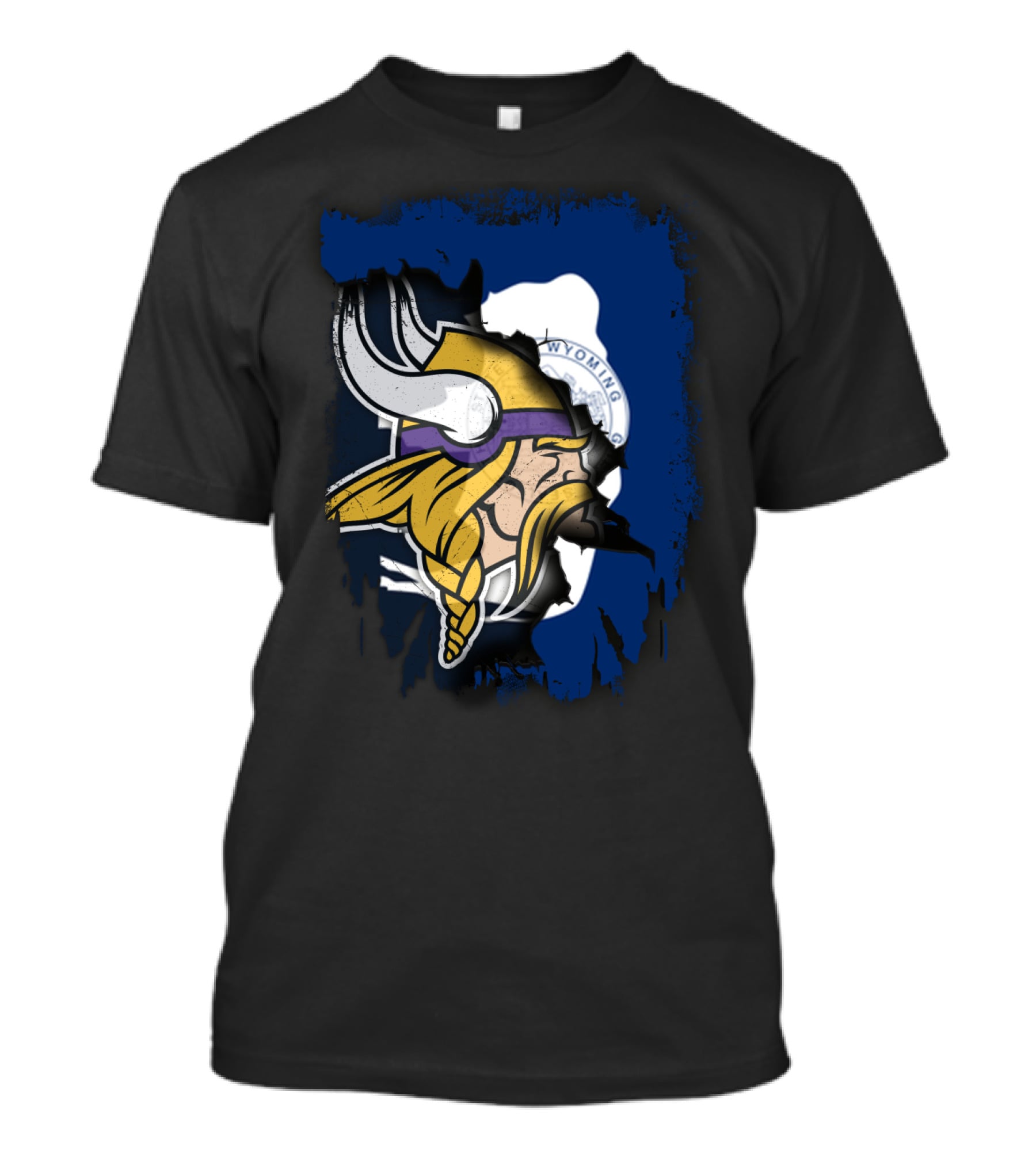 Wyoming Flag Viking Helmet Fusion T-Shirt