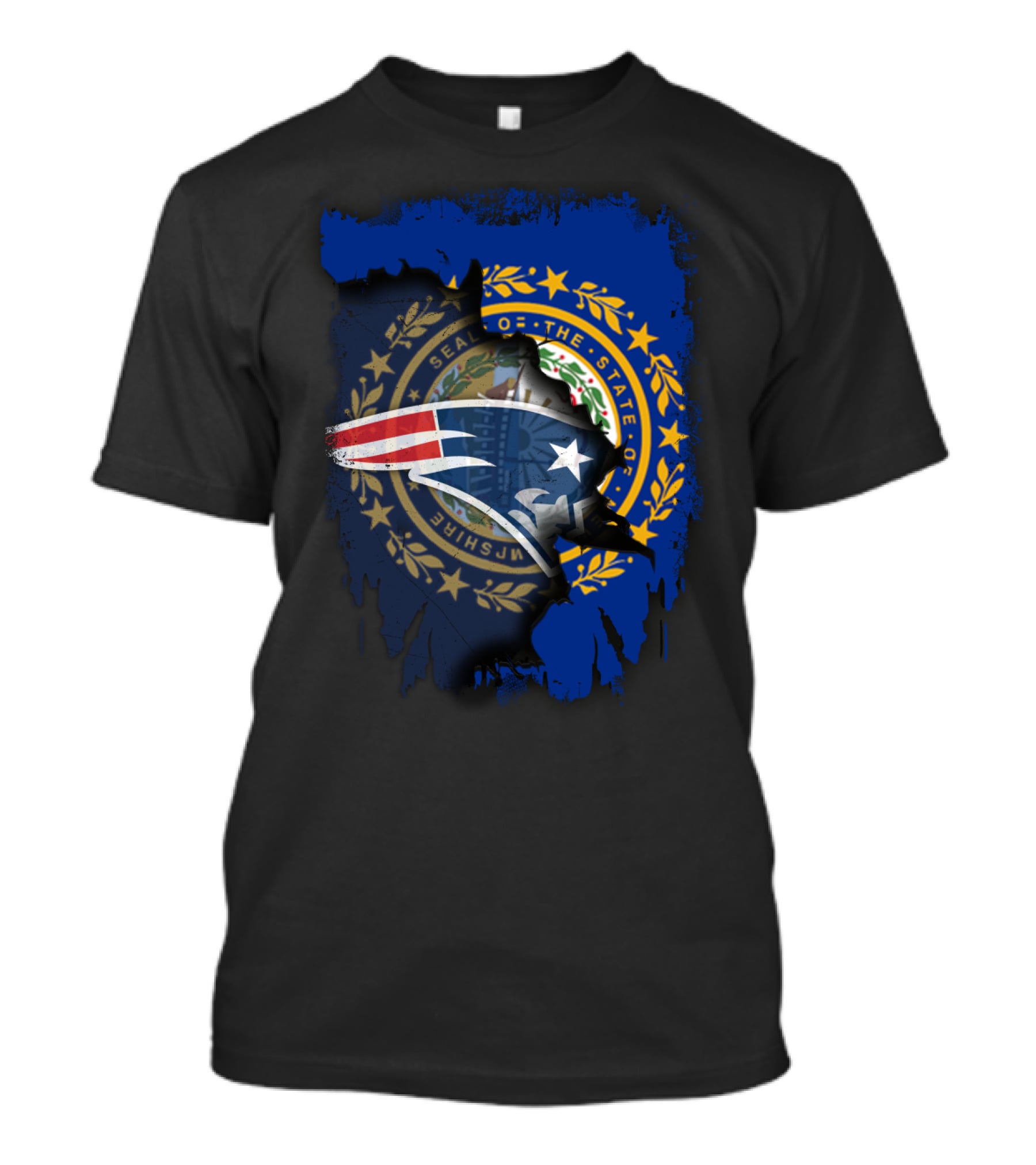 New Hampshire Seal With Patriots Logo Integration T-Shirt