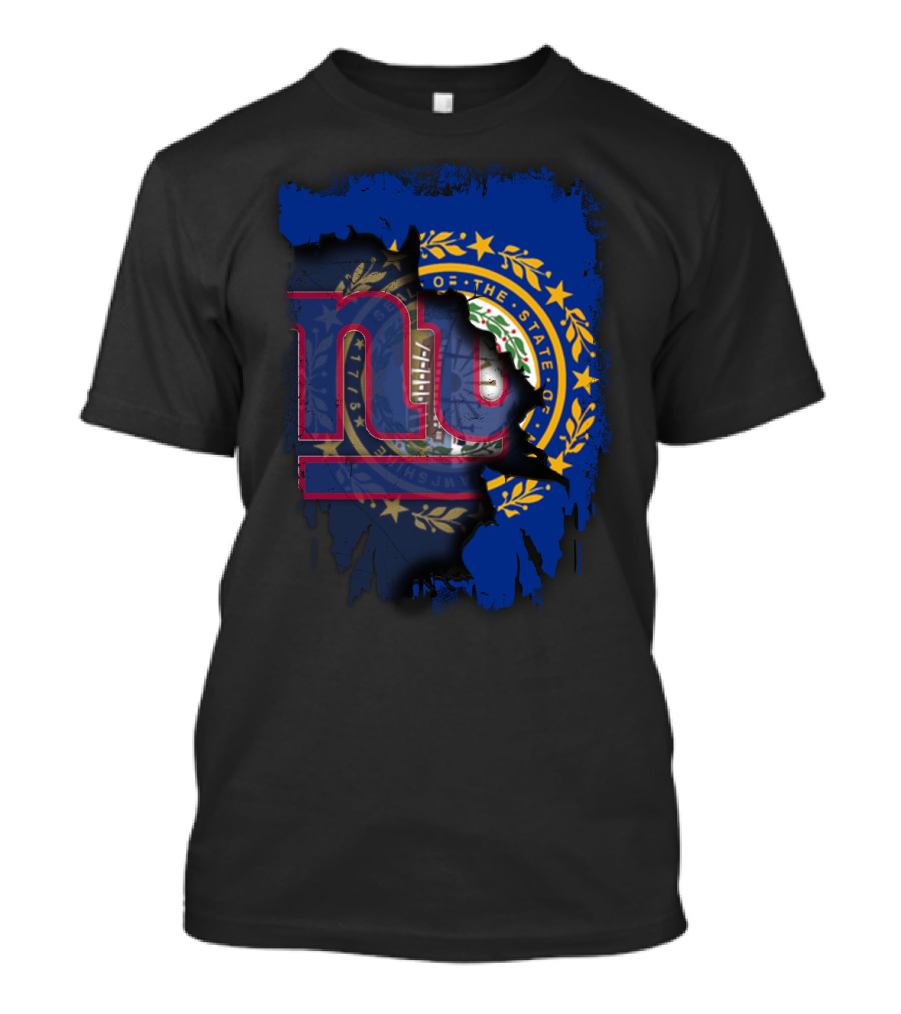 New Hampshire State Seal With Giants Football Logo Combination T-Shirt