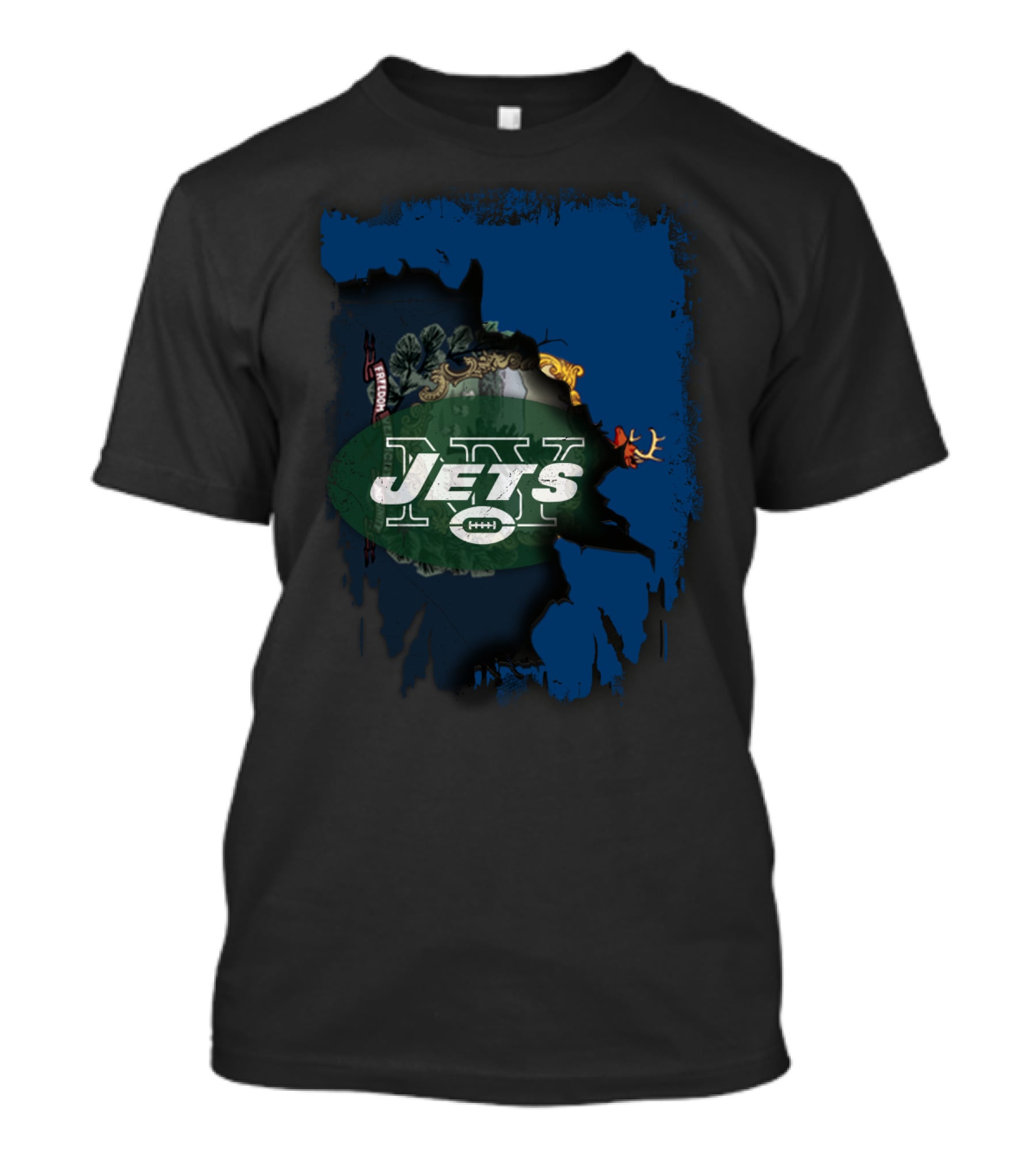 Jets Vermont Collaboration Mashup Map Iconic Symbols And Logos T-Shirt