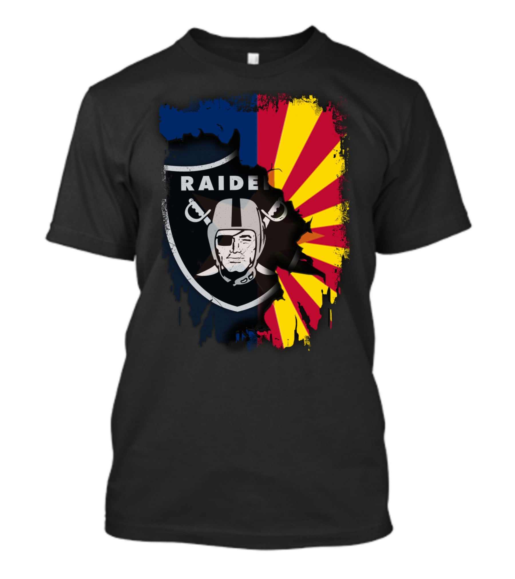 Arizona Flag With Raiders Logo Fusion T-Shirt