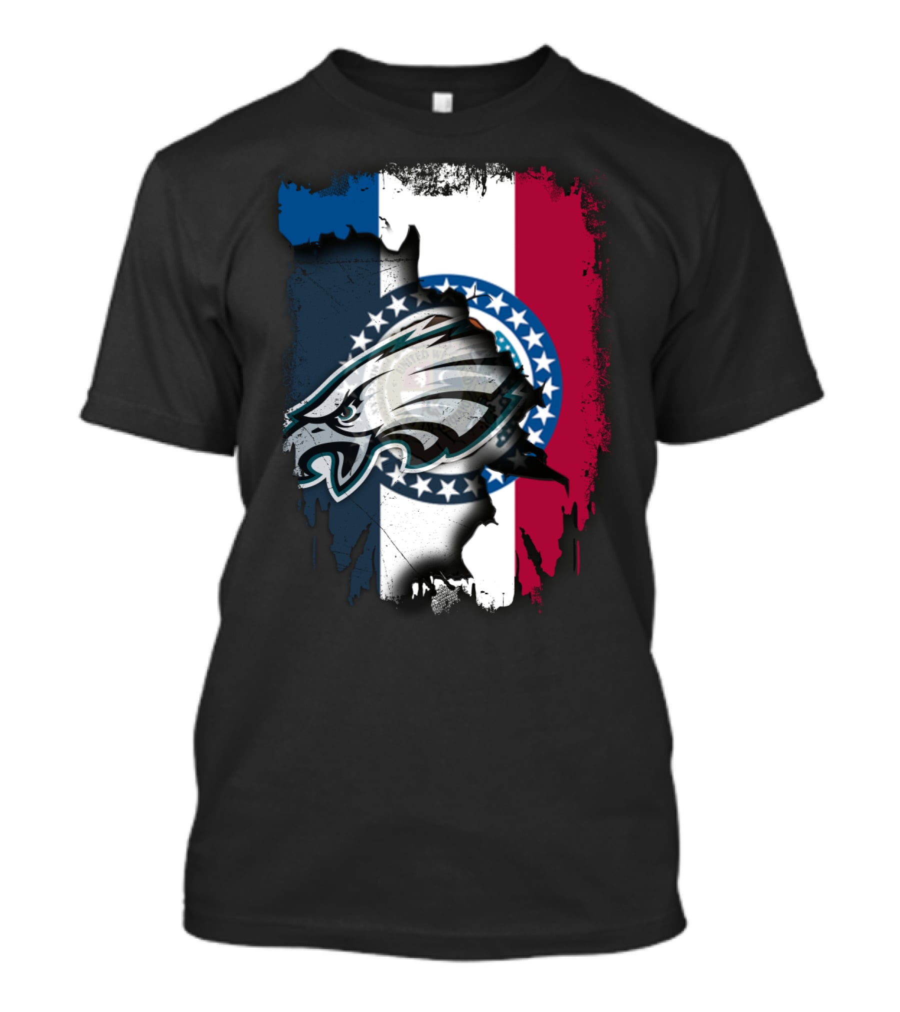 Missouri State Flag Background With Eagles NFL Team T-Shirt
