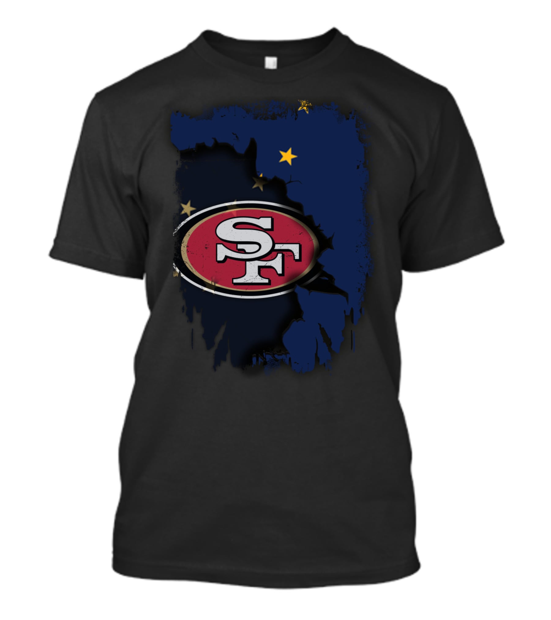 Together Alaska With San Francisco 49ers Logo And Alaska Flag Map T-Shirt