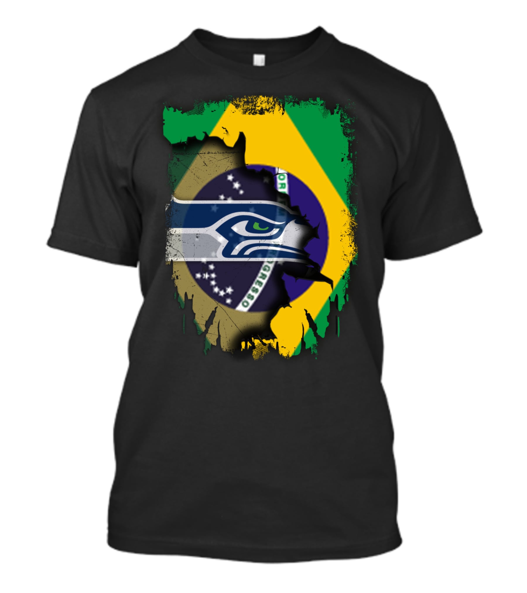 Together Brazil With Seahawks Over Brazilian Flag T-Shirt