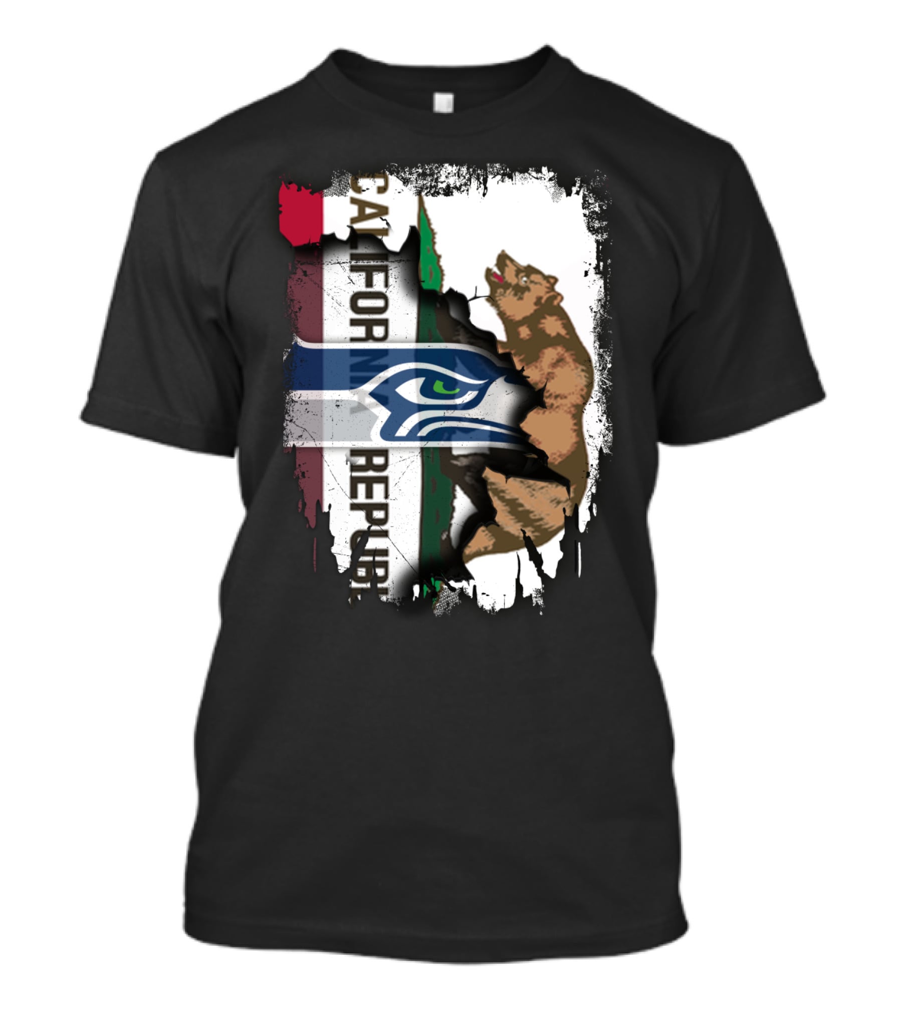 Together California Republic With Seahawks Logo Bear T-Shirt