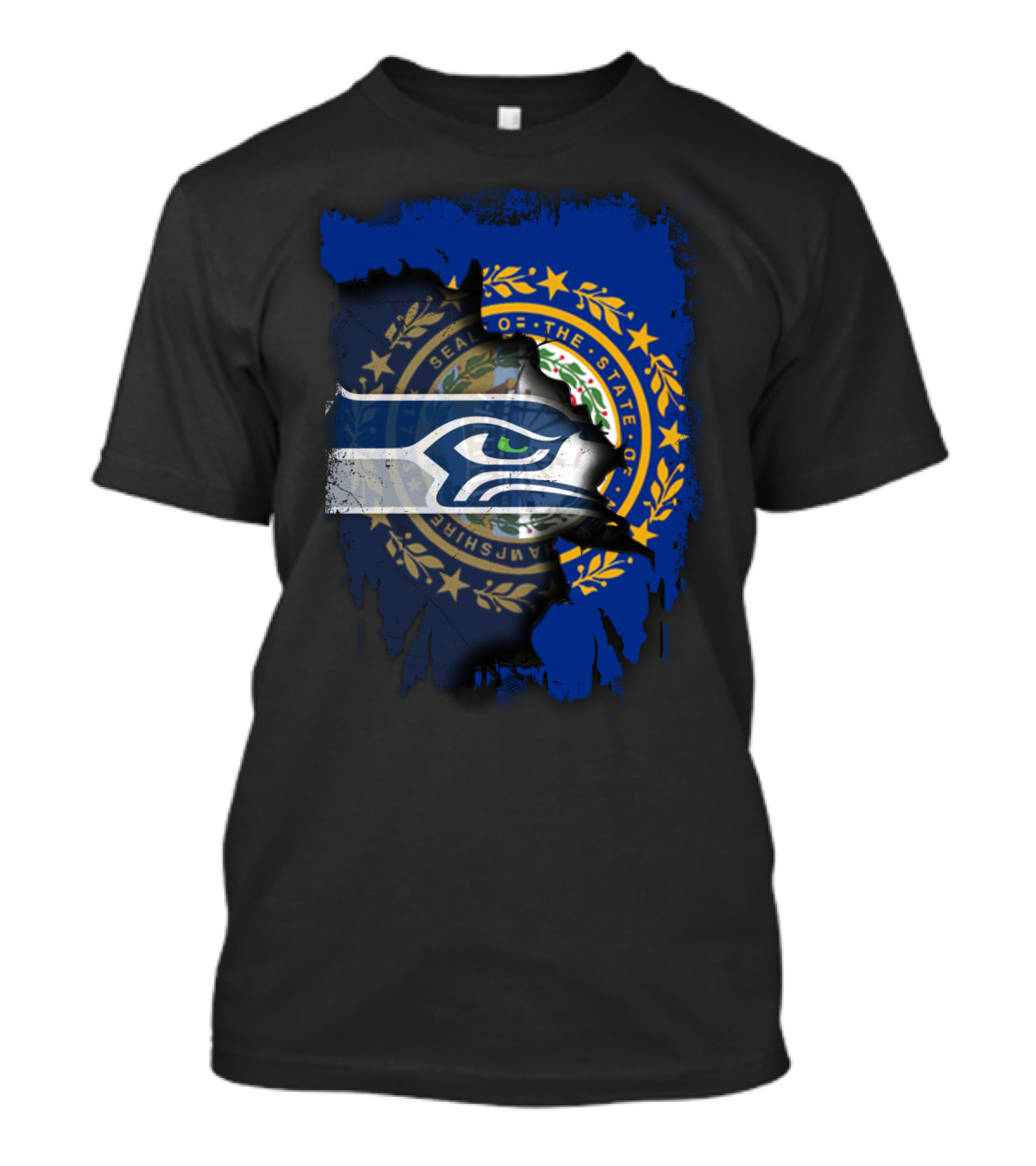 Seahawks Logo Overlay With New Hampshire State Seal T-Shirt