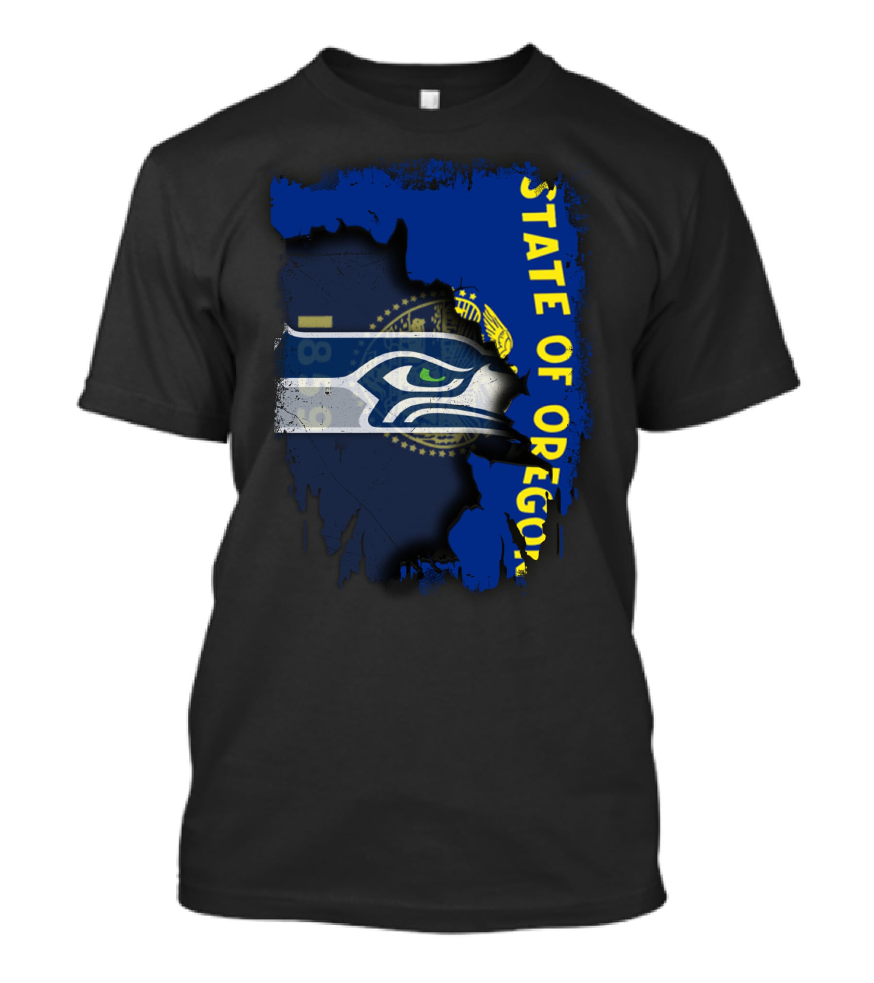 State Of Oregon With Seattle Seahawks T-Shirt