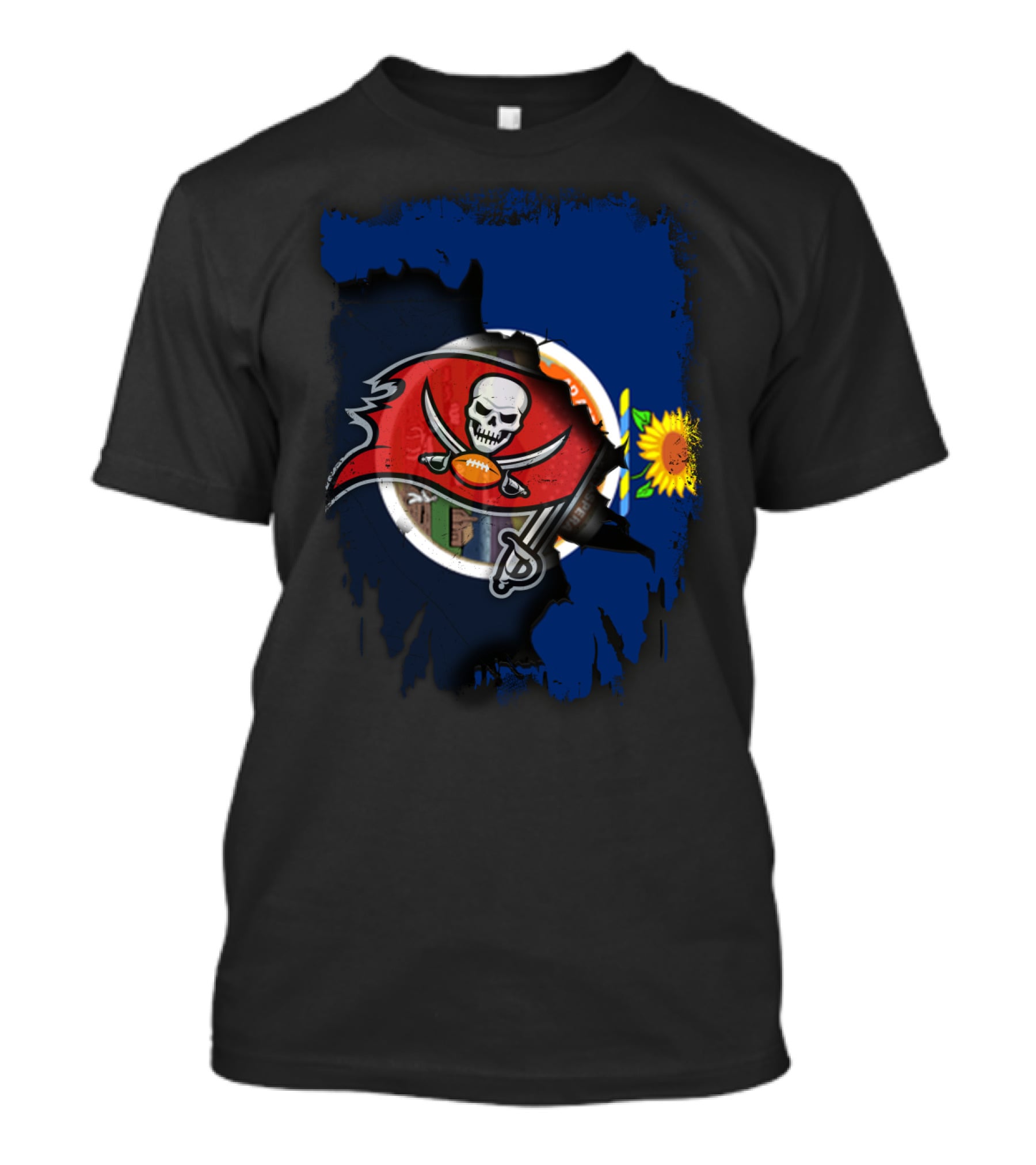 Kansas Buccaneers Sunflower Flag Skull Football T-Shirt