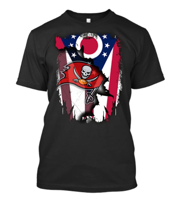 Ohio Flag With Tampa Bay Buccaneers Logo Together T-Shirt