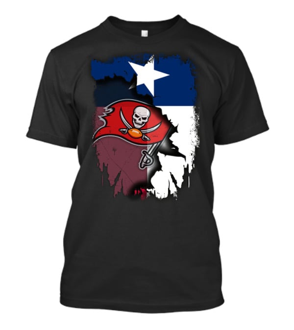 Texas Flag And Tampa Bay Buccaneers Skull And Swords Football Logo Combination T-Shirt