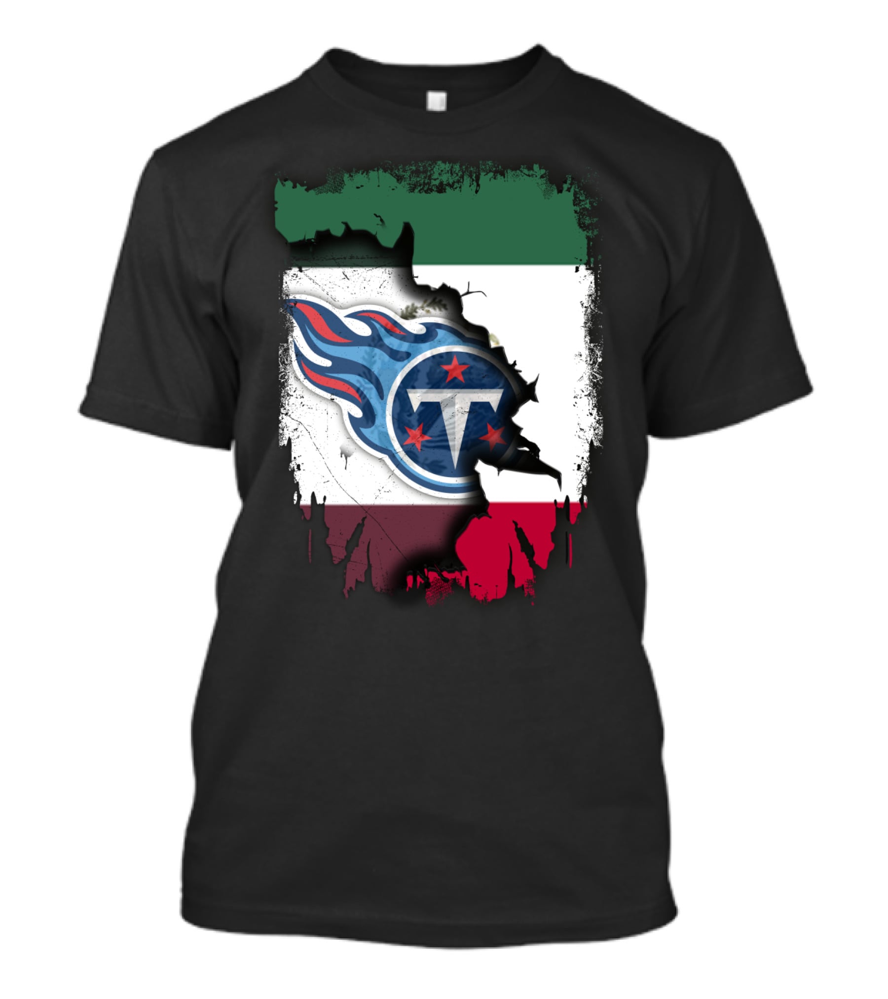 Titans Logo Blending With Mexico Flag - Together Mexico With Titans T-Shirt