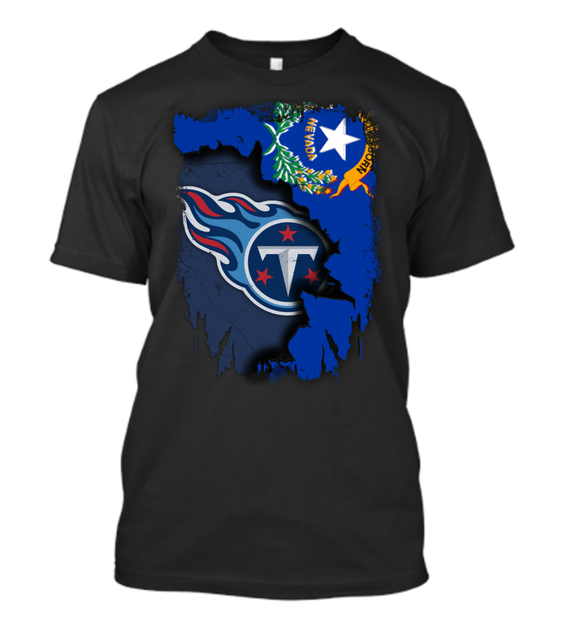 Nevada State And Tennessee Titans Logo Fusion T-Shirt