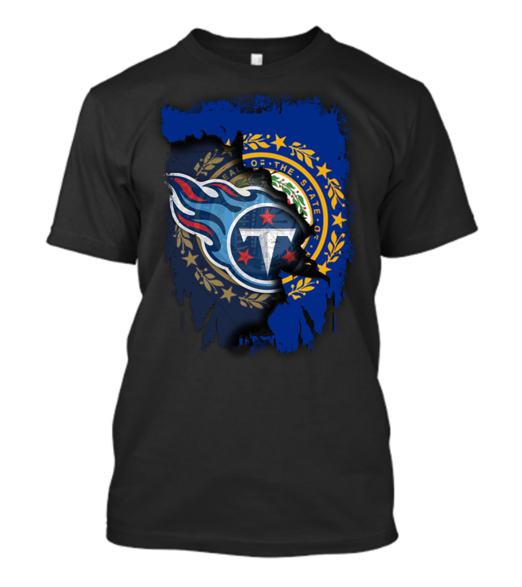 New Hampshire United With Titans Emblem And State Seal Fusion T-Shirt