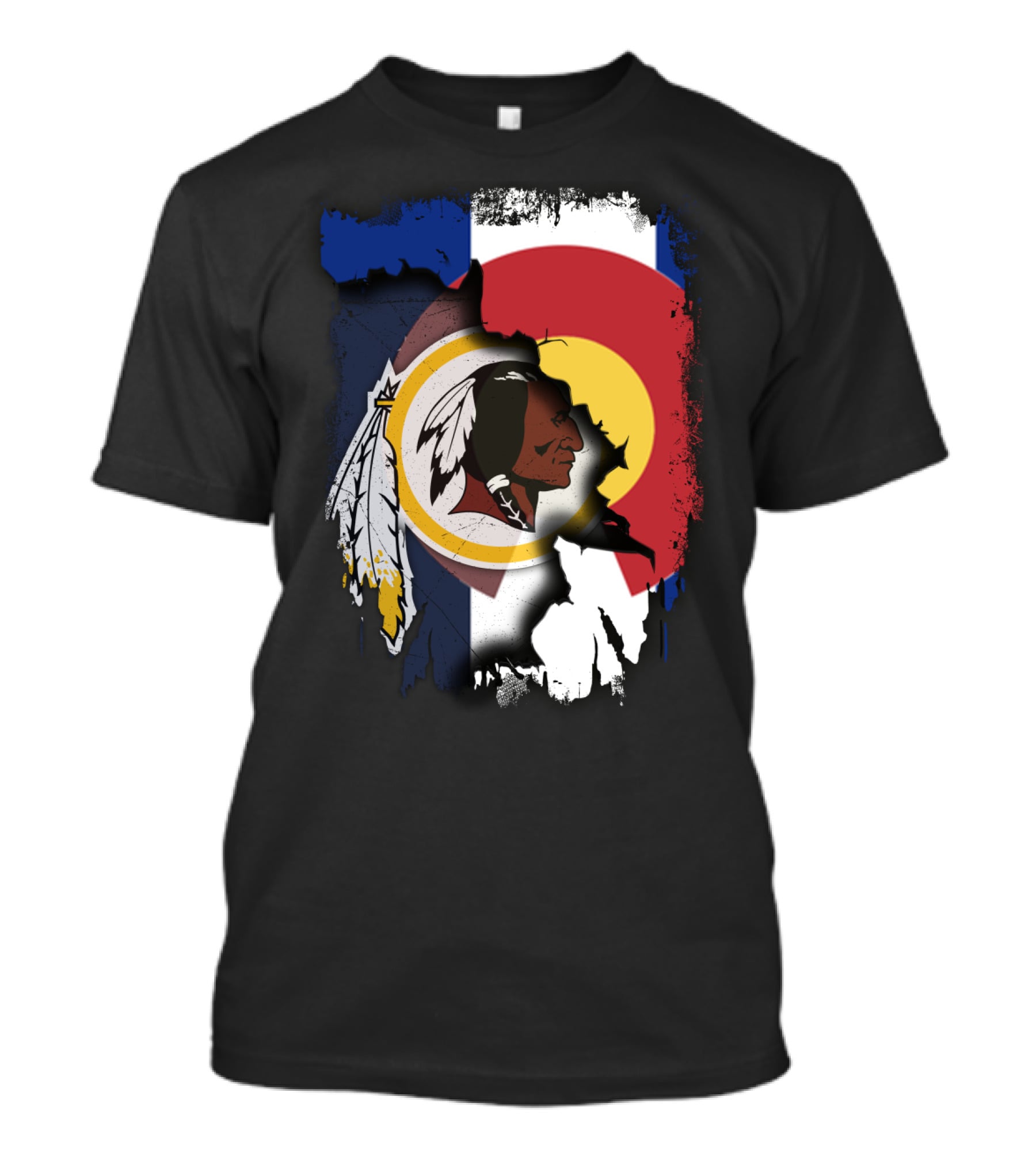 Colorado Flag Redskins Logo Together T-Shirt