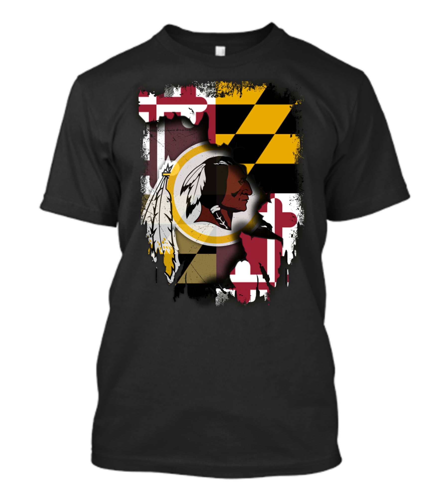 Maryland Flag With Washington Redskins T-Shirt