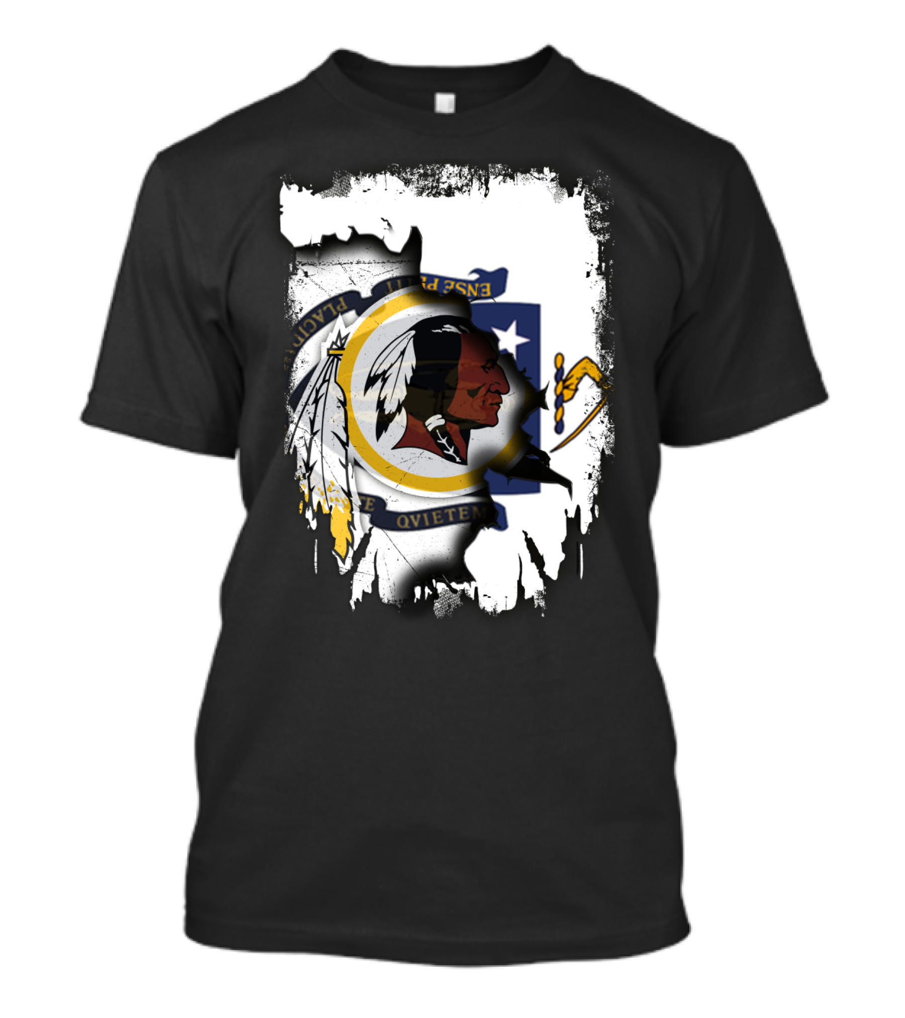 Together Massachusetts Flag With Washington Redskins Logo Fusion T-Shirt
