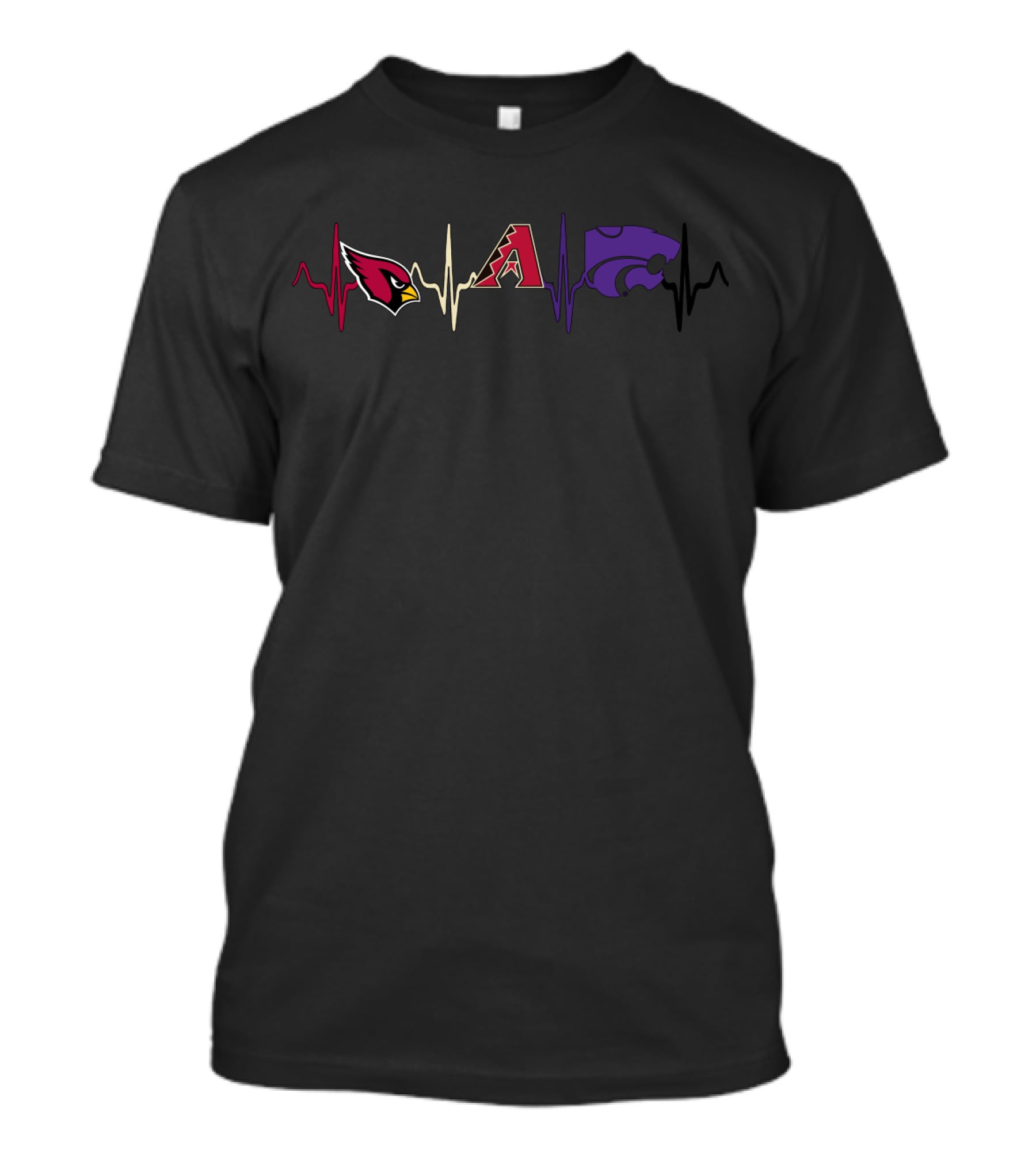 Love Cardinals Arizona Diamondbacks Kansas State Wildcats Heartbeat T-Shirt