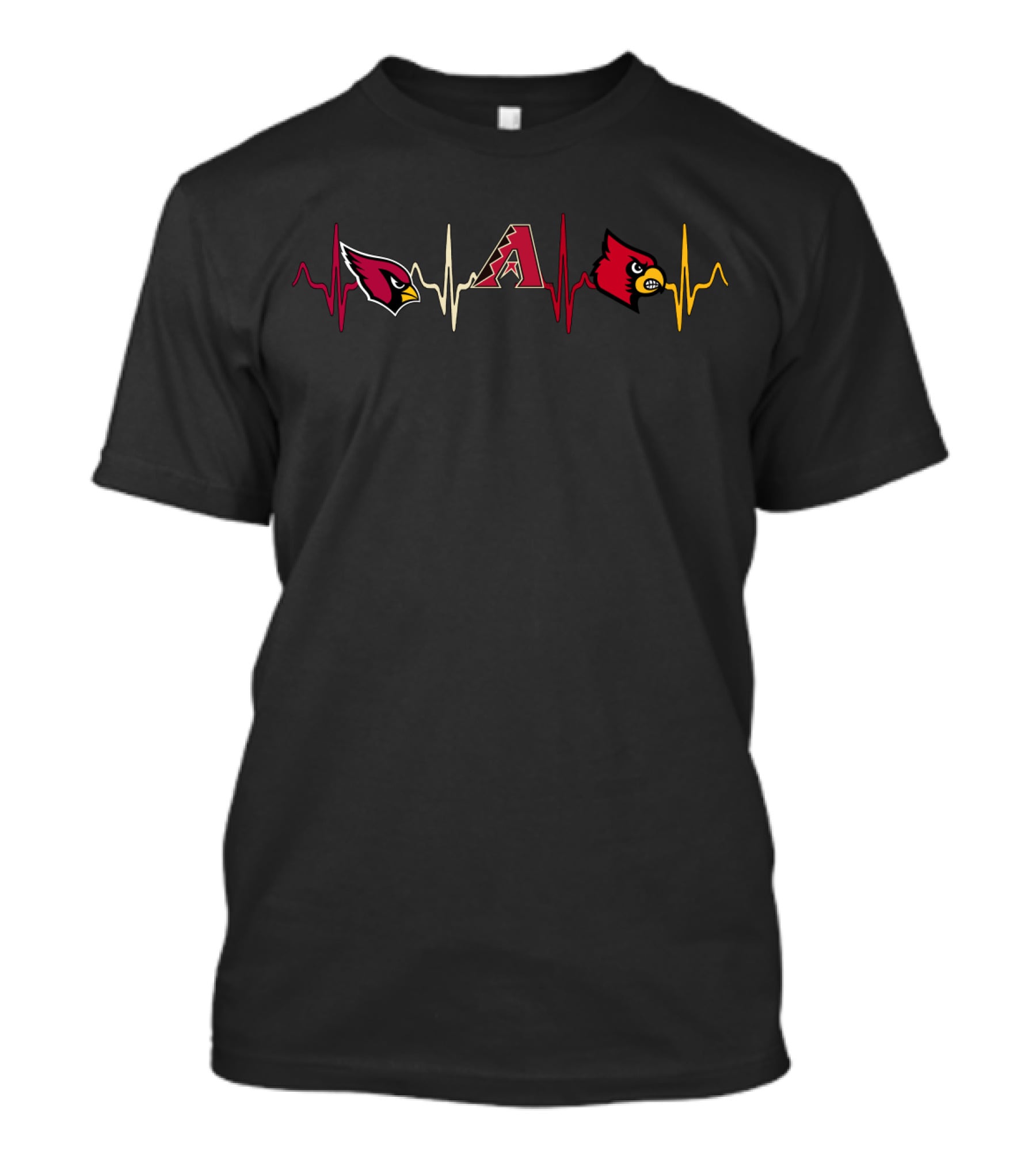 Love Arizona Cardinals And Diamondbacks Louisville Cardinals Heartbeat T-Shirt